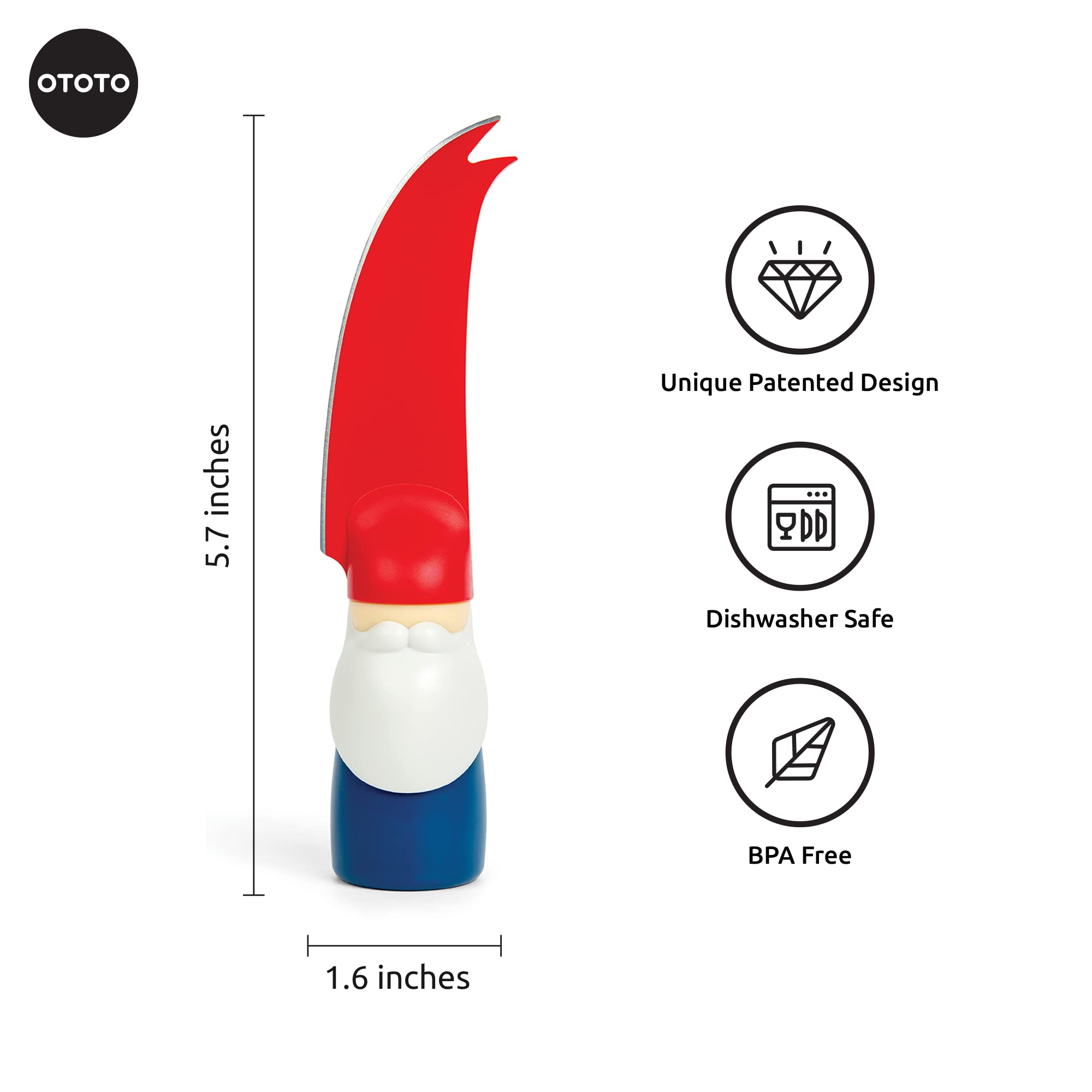 OTOTO Bert Cheese Knife, Gnome-Themed Multifunctional Knife for Cheese - View 2