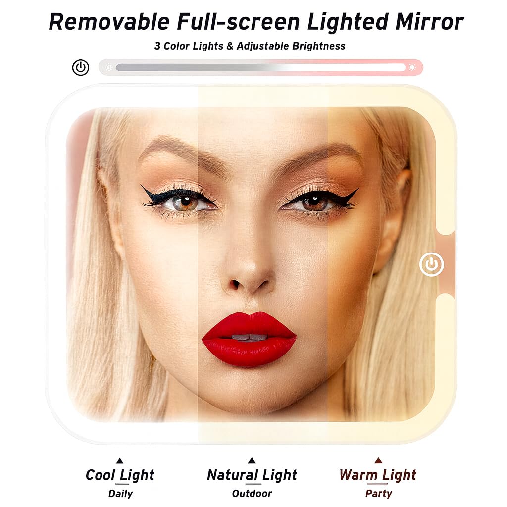 CIELINNE Travel Makeup Bag with LED Mirror Portable Cosmetic - Premium Selection Official Imagery - 6