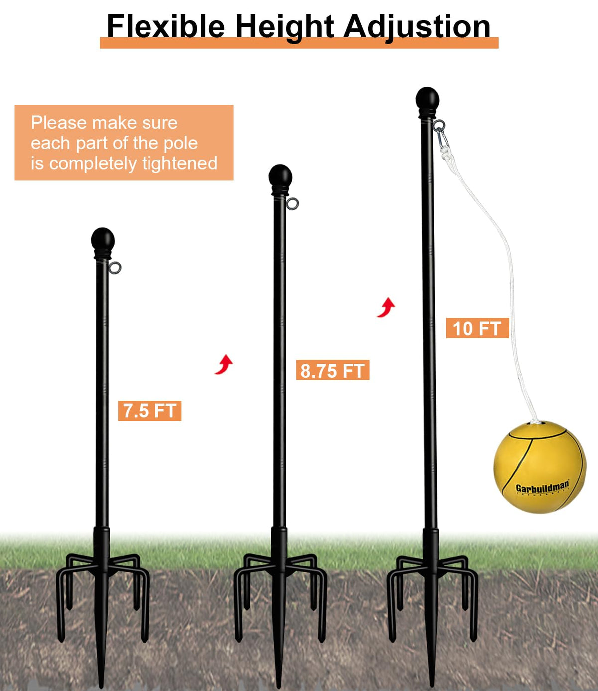 Tetherball Set with Ball Rope for Outdoor Backyard - Garbuildman Official Imagery - 3