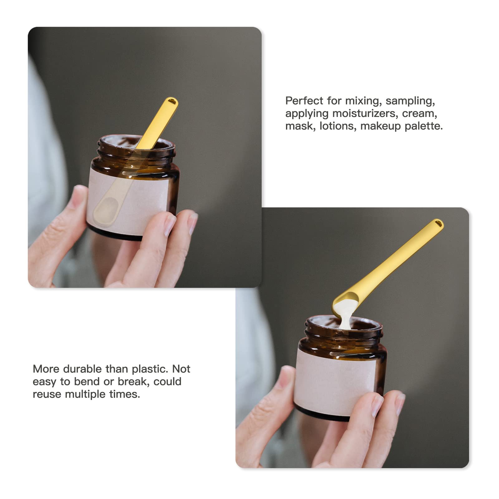 Metal Cosmetic Skincare Spatula, Mini Mask facial Reusable - Tekson