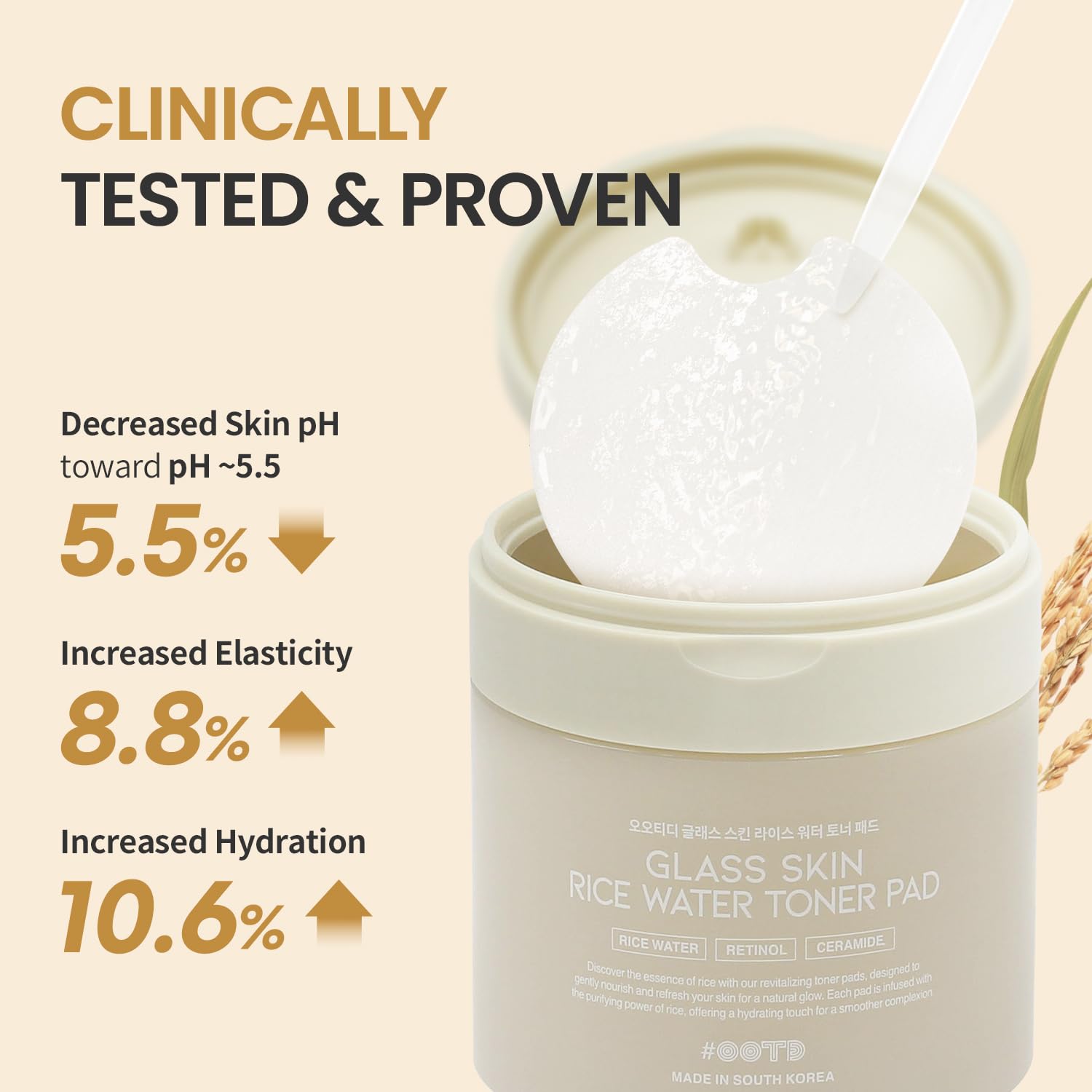 OOTD Rice Water Toner Pads for Glass Skin 70 Pads - #OOTD Official Imagery - 5