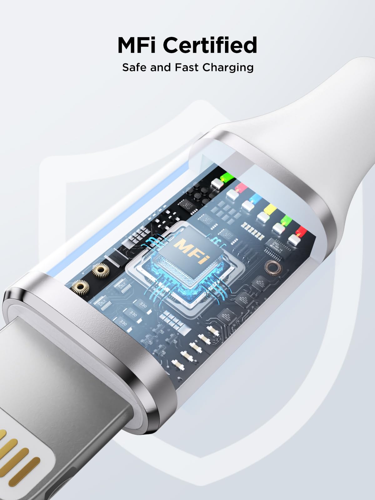 Aioneus Apple MFi Certified 6FT iPhone charging cable, braided USB to Lightning cord for fast charging iPhone and iPad devices.