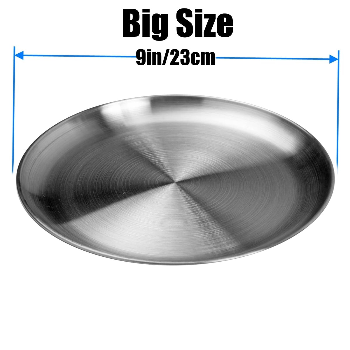CAMBUY Stainless Steel Plates 9 inch 10 Pcs Metal Dinner - CAMBUY Official Imagery - 3