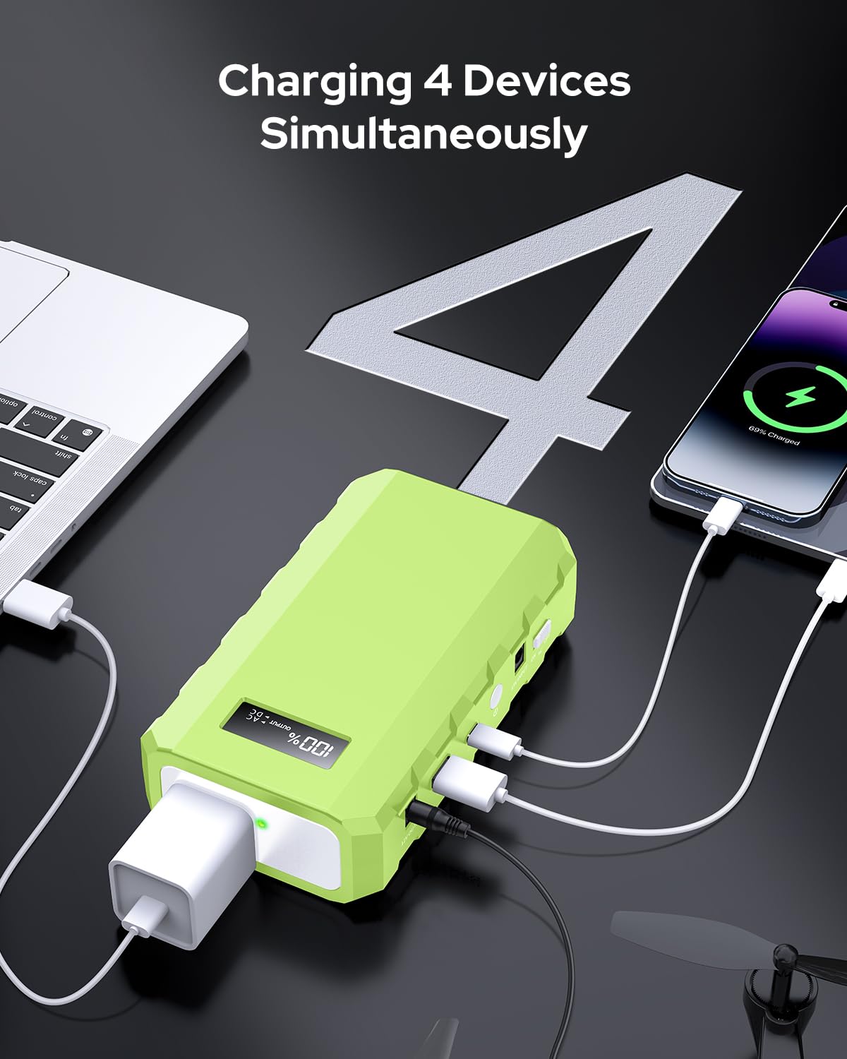 Apowking Portable Power Bank with AC Outlet, 65W Portable Laptop by Apowking - Angle View 3