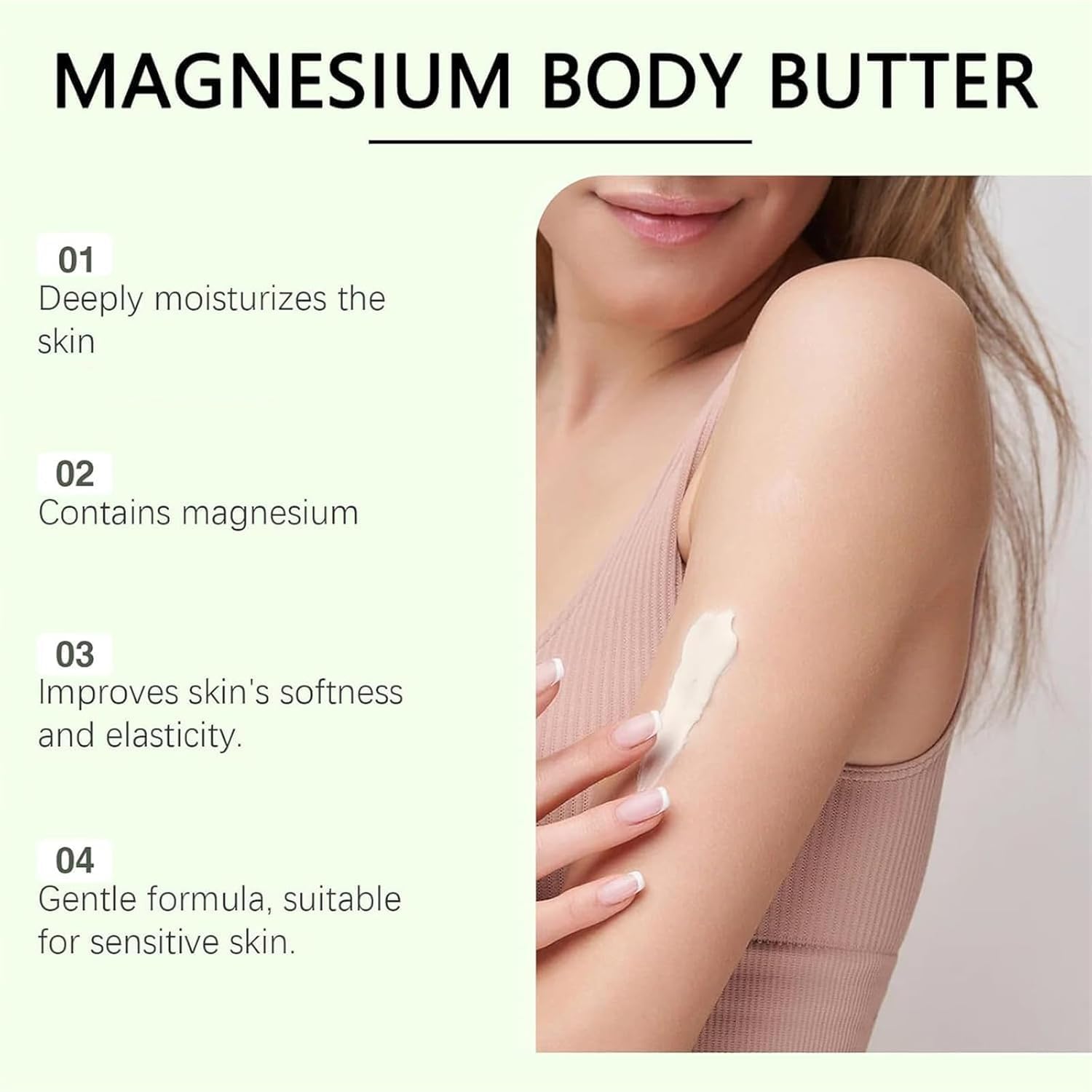 JeurLrok Mama-Bear Magnesium Body Butter, a skin moisturizer with neuropathy relief, showing a creamy texture in a jar.