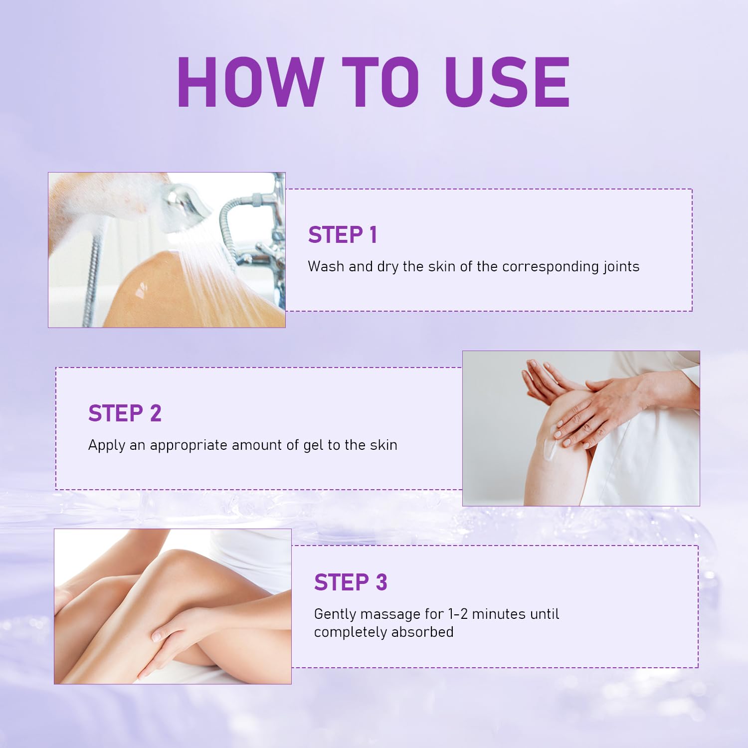 KLIFE Purple Relief Joint Gel soothing massage cream, body lubricant, two-piecer with purple packaging and applicator for joint relief.