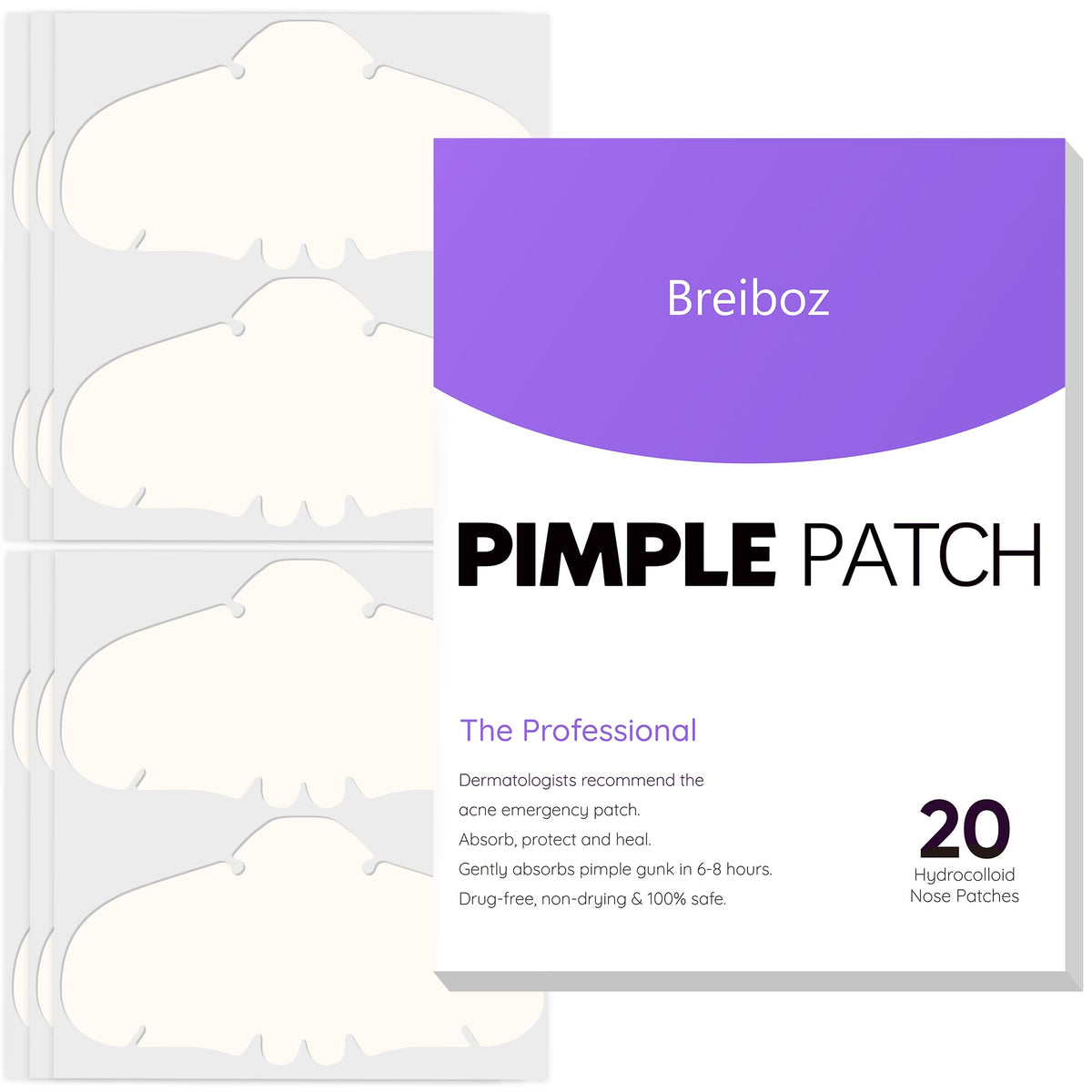 Pimple Patches for Nose Nose Pore Patches XL Hydrocolloid - Breiboz Official Product Imagery - 1