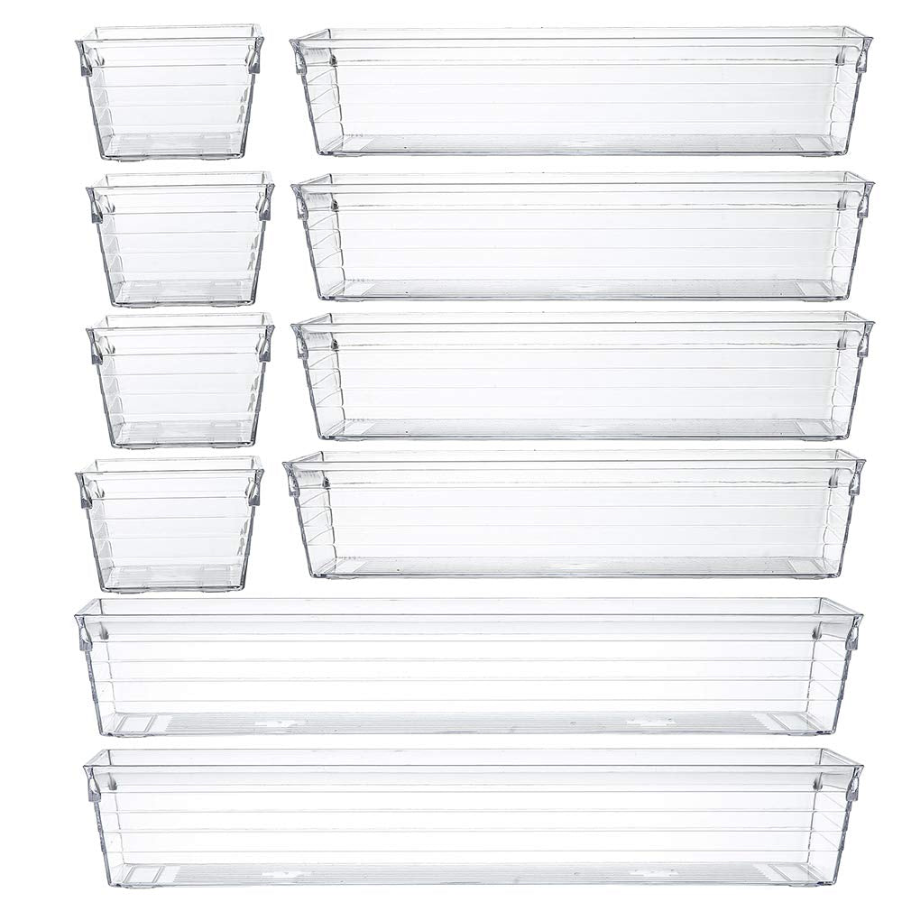 Clear Plastic Drawer Organizer Tray for Vanity Cabinet (Set of - Product Imagery