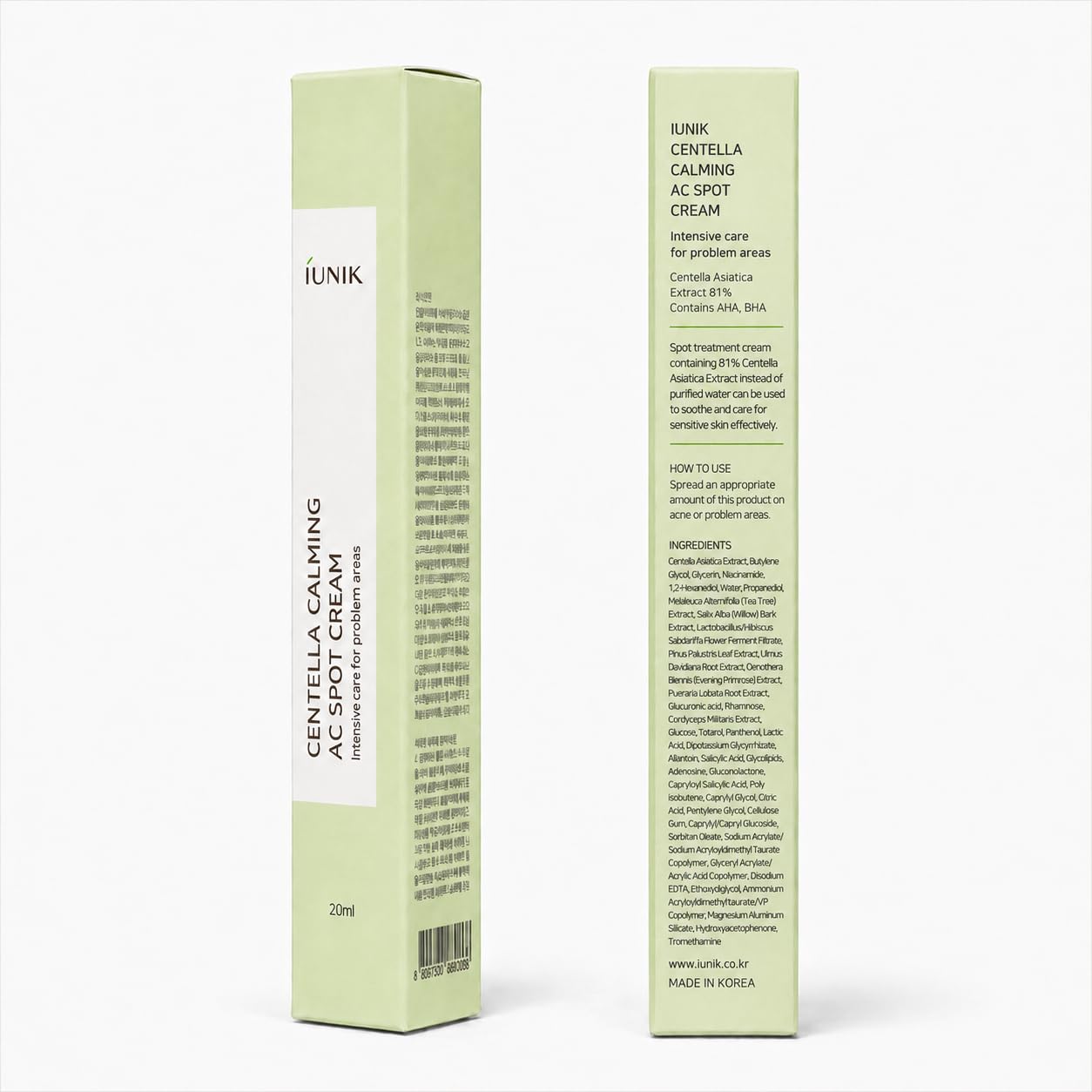 IUNIK Centella Calming AC Spot Cream -Tea Tree Blemish Spot Care - IUNIK