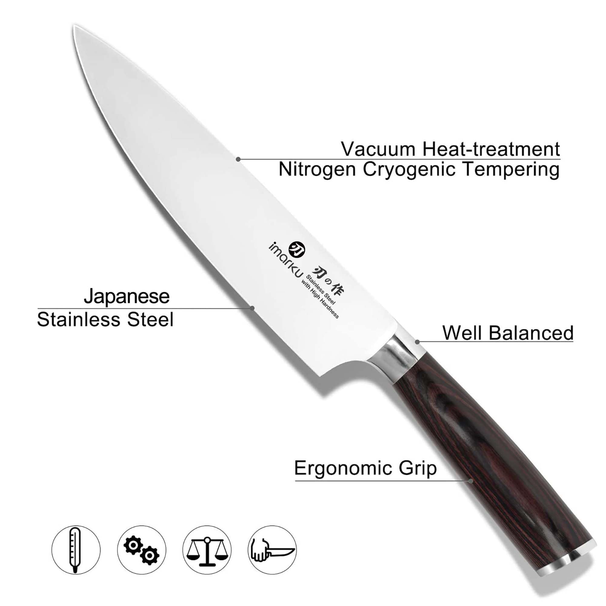 imarku Japanese Chef Knife-Sharp Kitchen Knife 8 Inch, Gift for M by imarku - Angle View 4