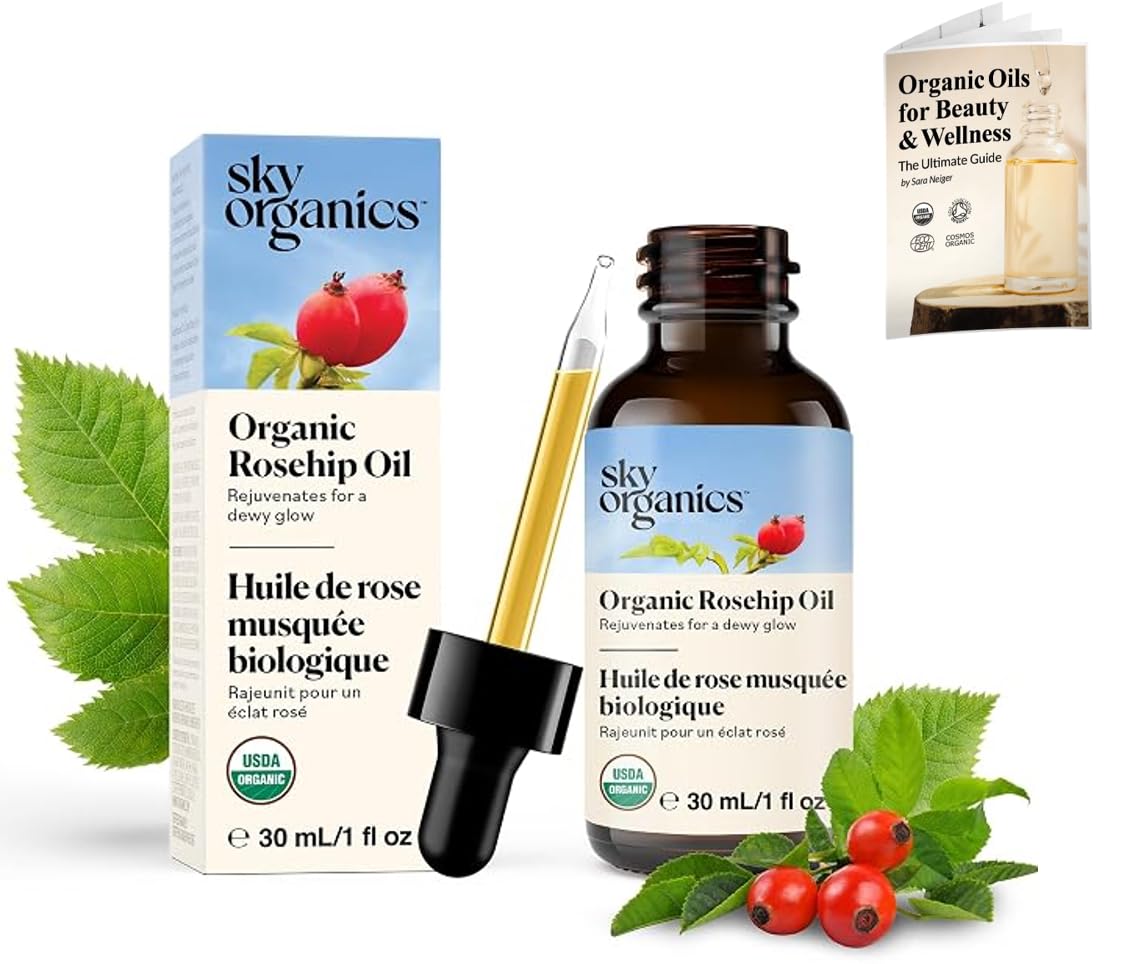 Sky Organics Rosehip Oil, 100% Pure & Cold - Pressed Face Oil & Travel Size - Sky Organics Official Product View 3