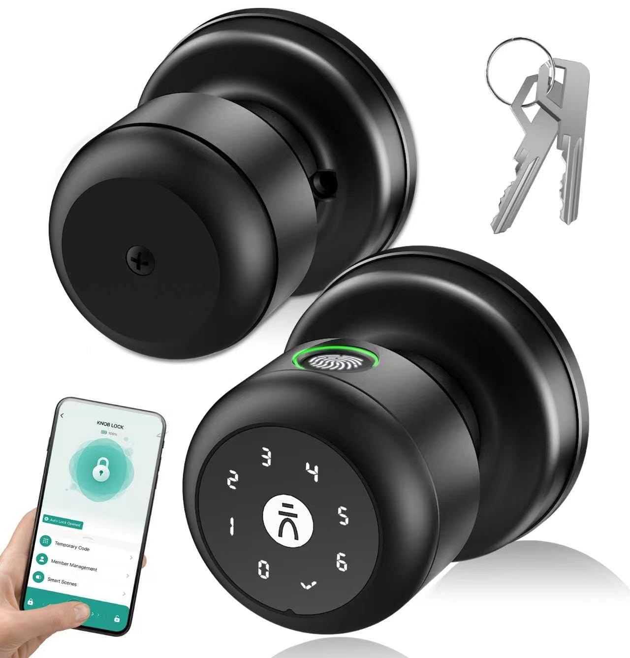 KLLOQUE Fingerprint Door Lock, Smart Fingerprint Door Knob with L - KLLOQUE Official Product View 10