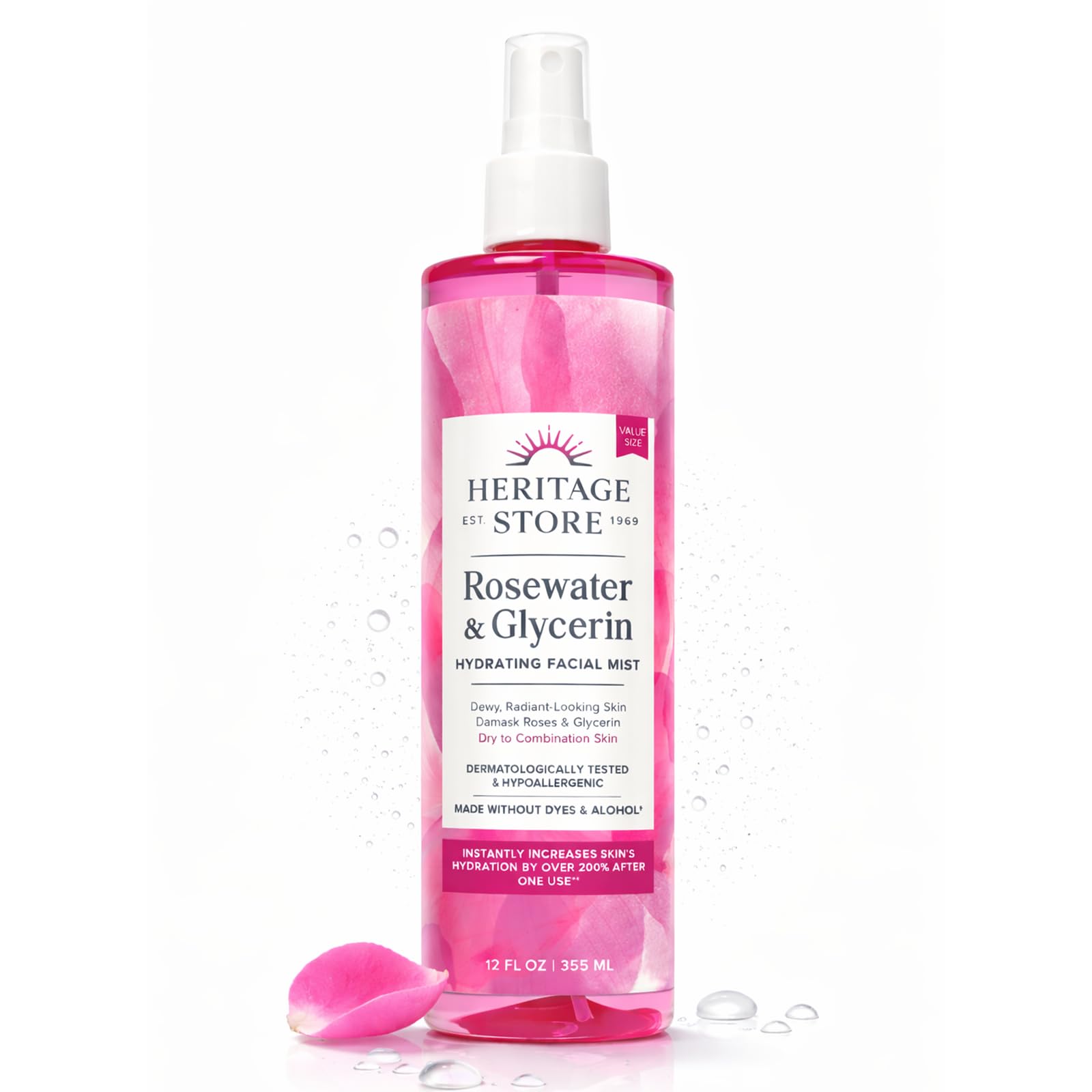 HERITAGE STORE Rosewater &amp; Glycerin Facial Mist, 8 fl oz - HERITAGE