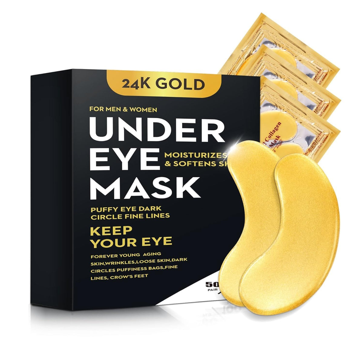 200Pcs 100 Pair Under Eye Patches Gold for Dark Circles - Bukamkom Official Imagery - 8