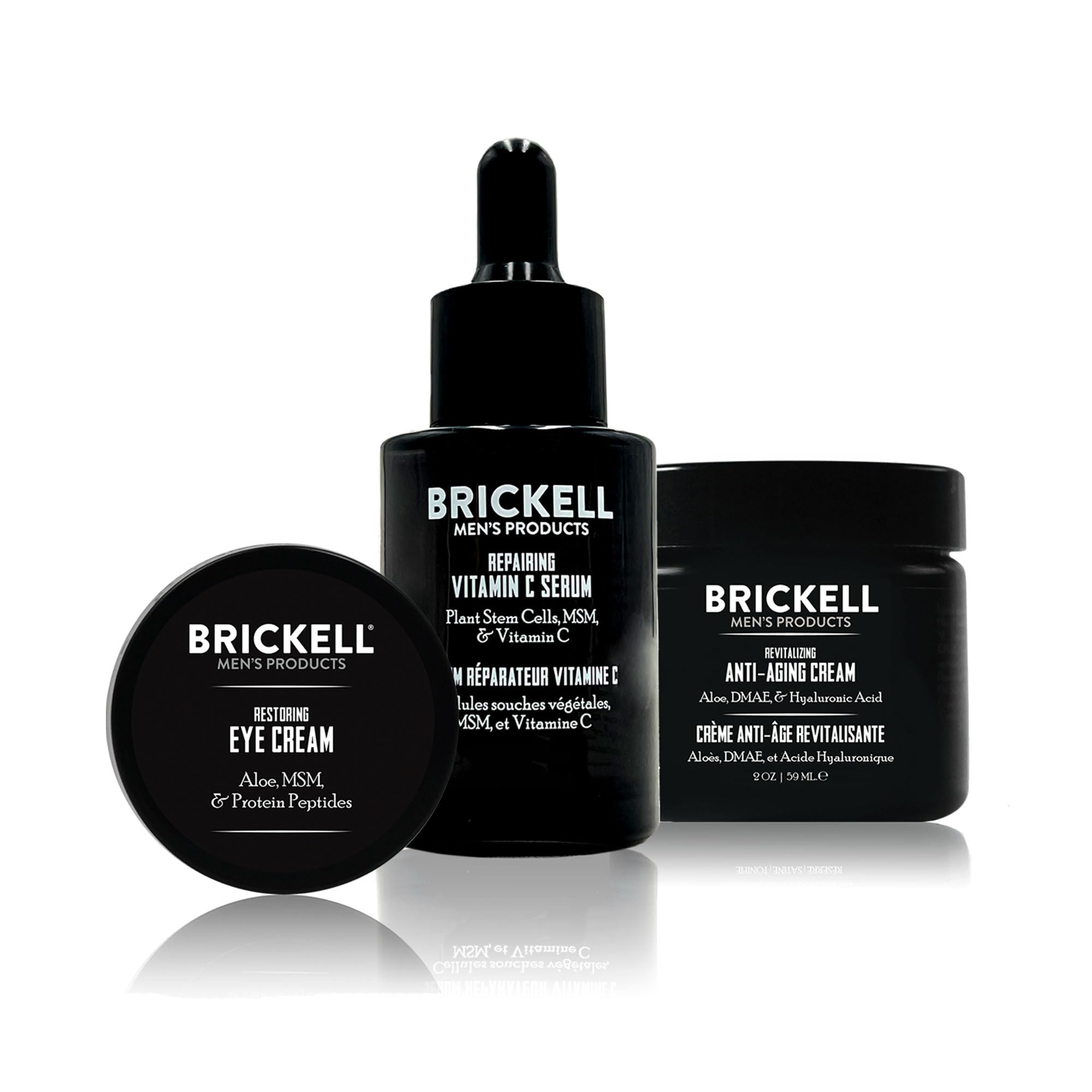 Brickell Men's Advanced Anti-Aging Routine, Night Face Cream, Facial Serum and Eye Cream, With Hyaluronic Acid, Vitamin C, and MSM, Scented, Skin Care Gift Set - Brickell Men's Products Official Product View 2
