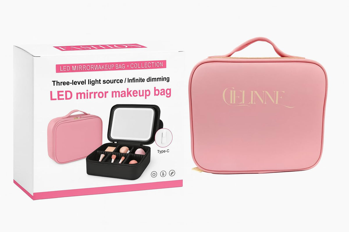 CIELINNE Travel Makeup Bag with LED Mirror Portable Cosmetic - Premium Selection Official Imagery - 4