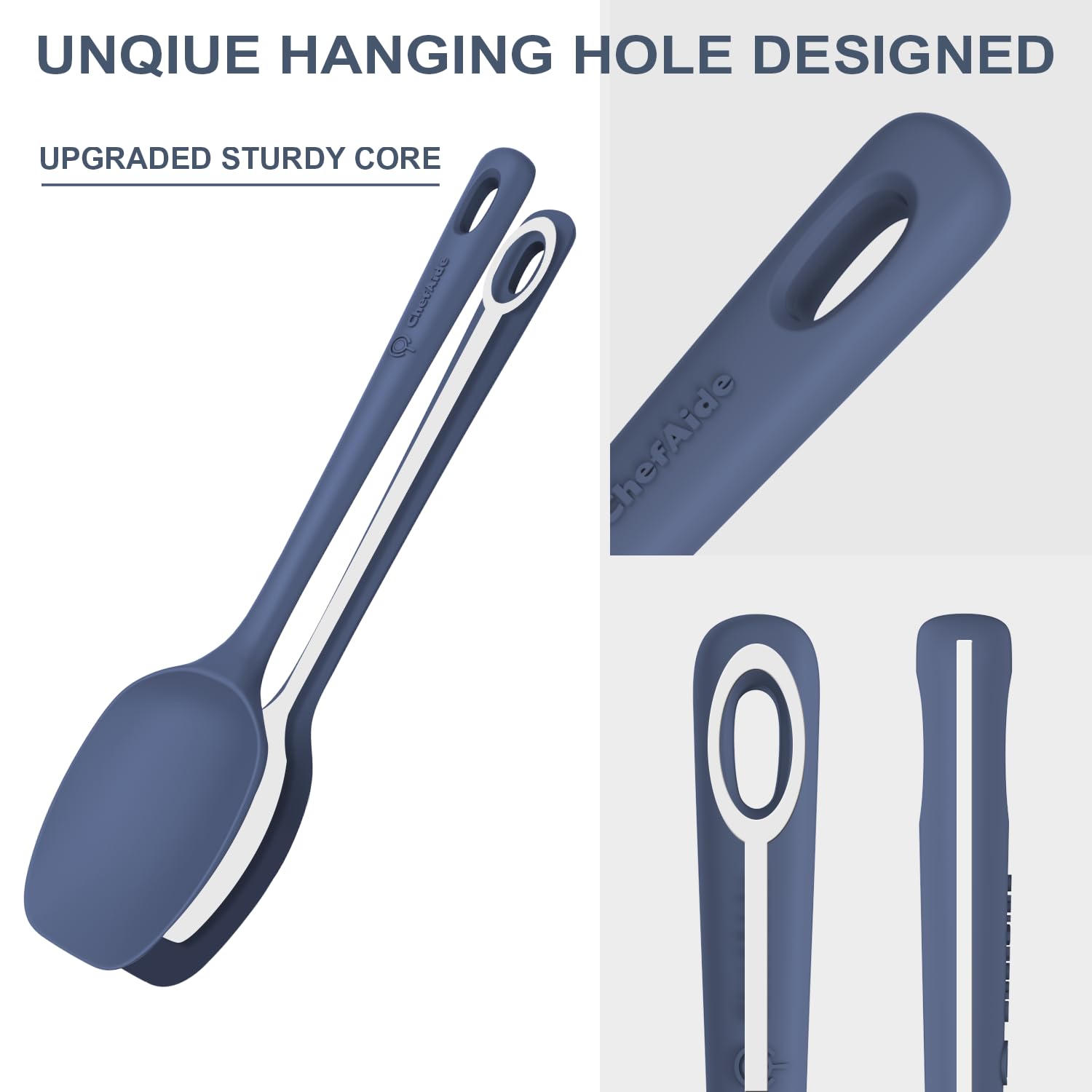 ChefAide 5 Pieces Silicone Spatulas Set, Heat Resistant Rubber Spatula - ChefAide Official Product View 3