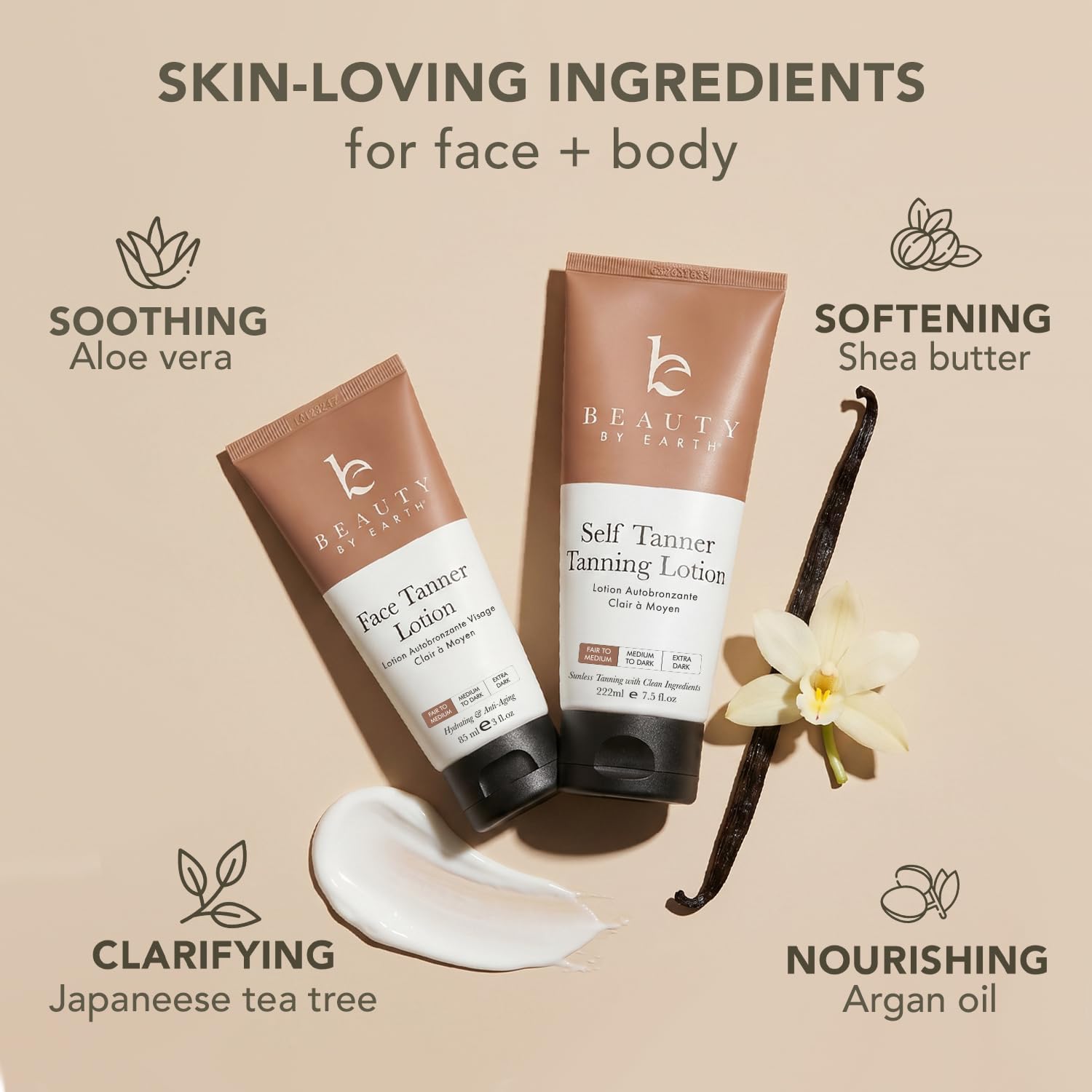 Self Tanner Face & Body - With Organic Aloe Vera & Shea Butter - Beauty by Earth Official Product View 7