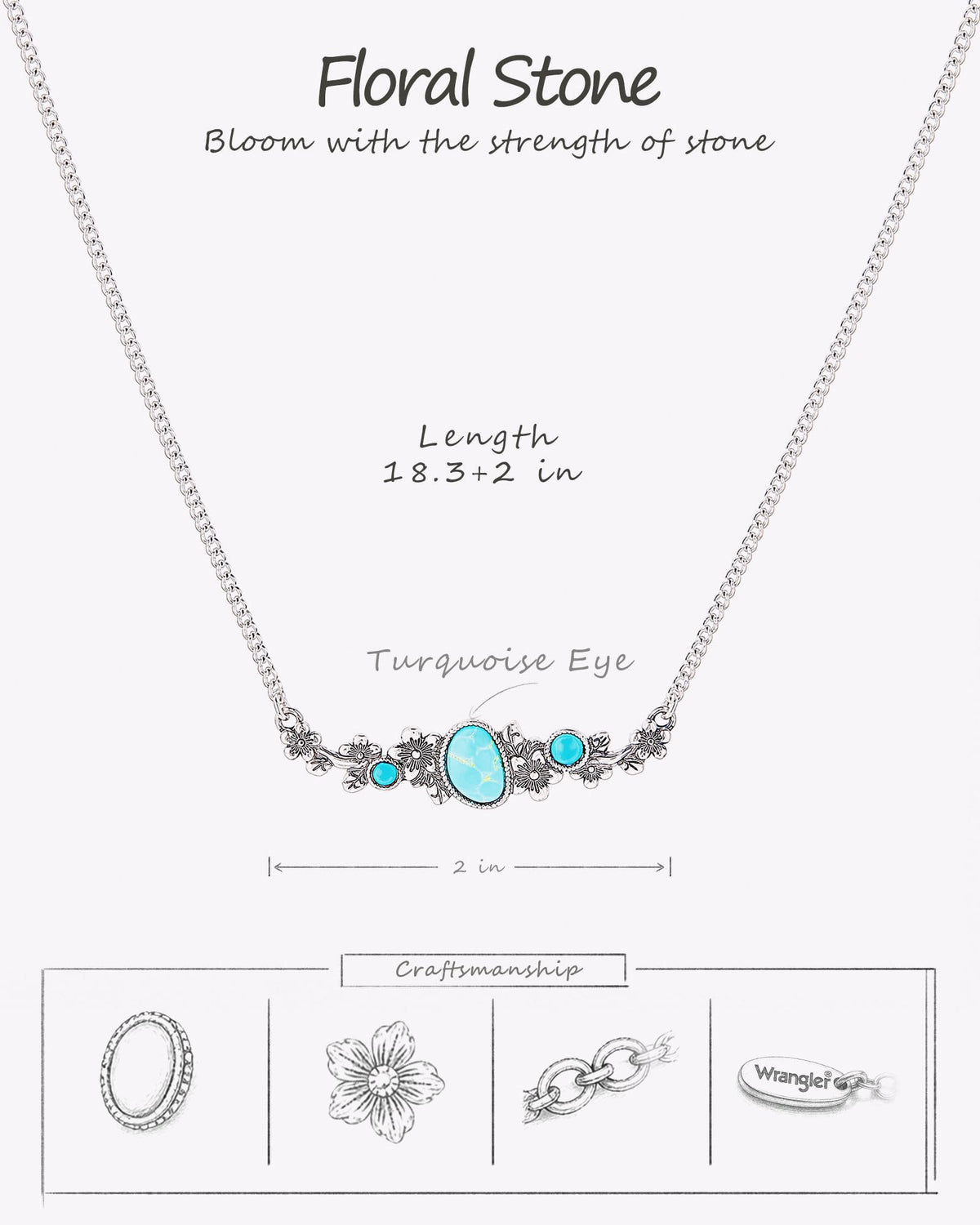 Wrangler Floral Stone Turquoise Necklace Turquoise Jewelry - Montana West Official Imagery - 7