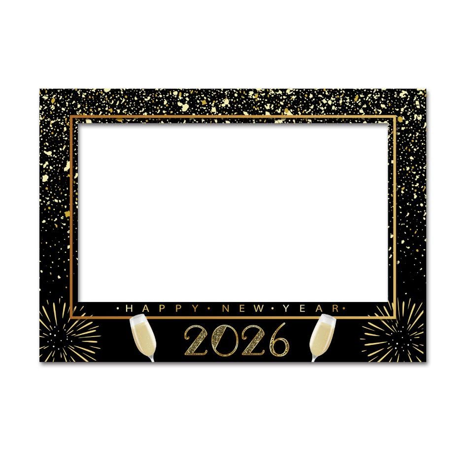 SWYOUN Glitter Happy New Year's Eve 2026 Party Photo Booth Props - Product Imagery