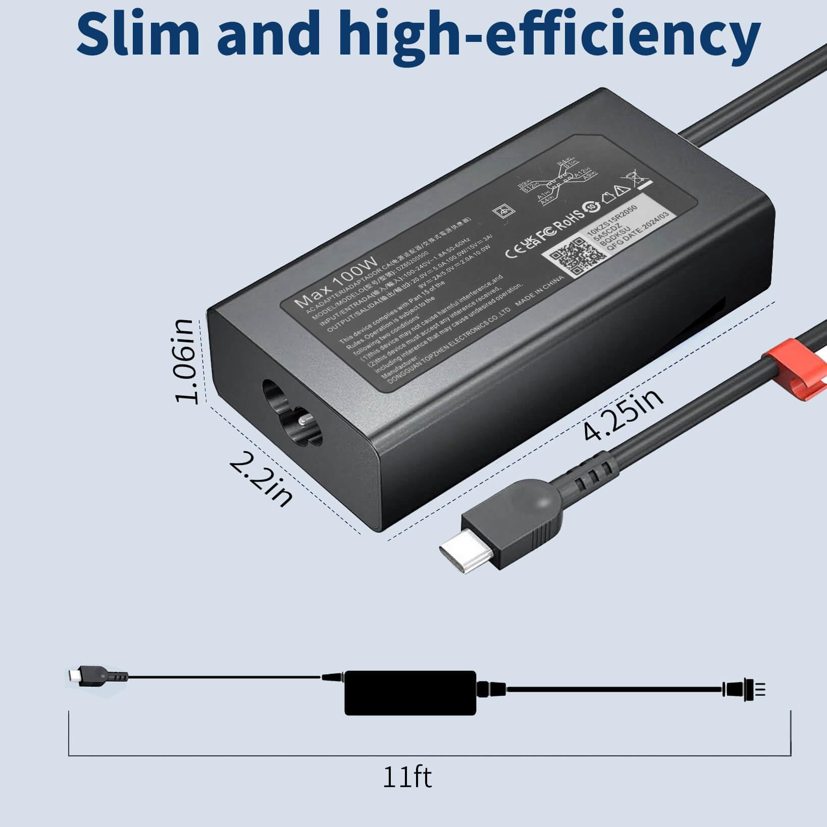 100W USB-C Laptop Charger for Lenovo — Slim & Fast