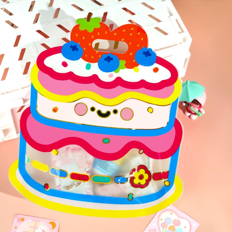 20Pack Cute Cake Shape Gift Bags with Handles Cartoon Plastic - Product Imagery