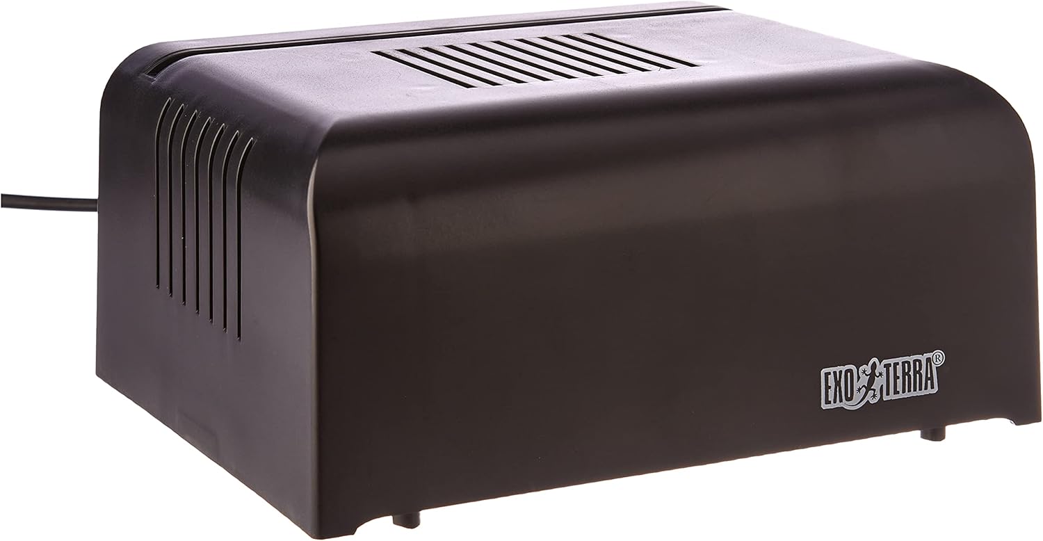 Exo Terra Nano Plastic Canopy in black with polished chrome inner finish for PT2601 reptile terrarium enclosure.