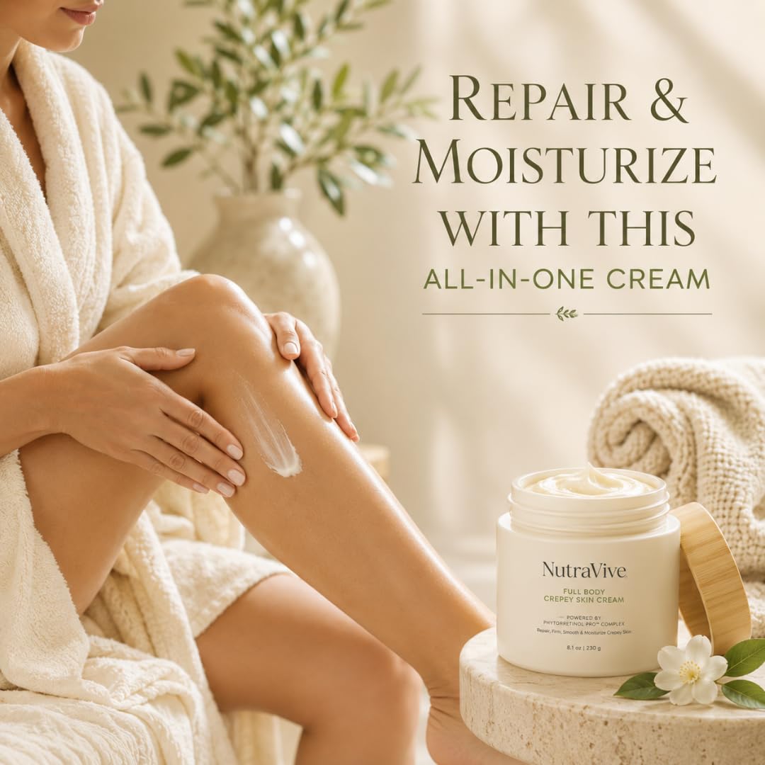 Full Body Crepey Skin Cream Daily Firming Moisturizer 8 1oz - NutraVive Official Imagery - 6