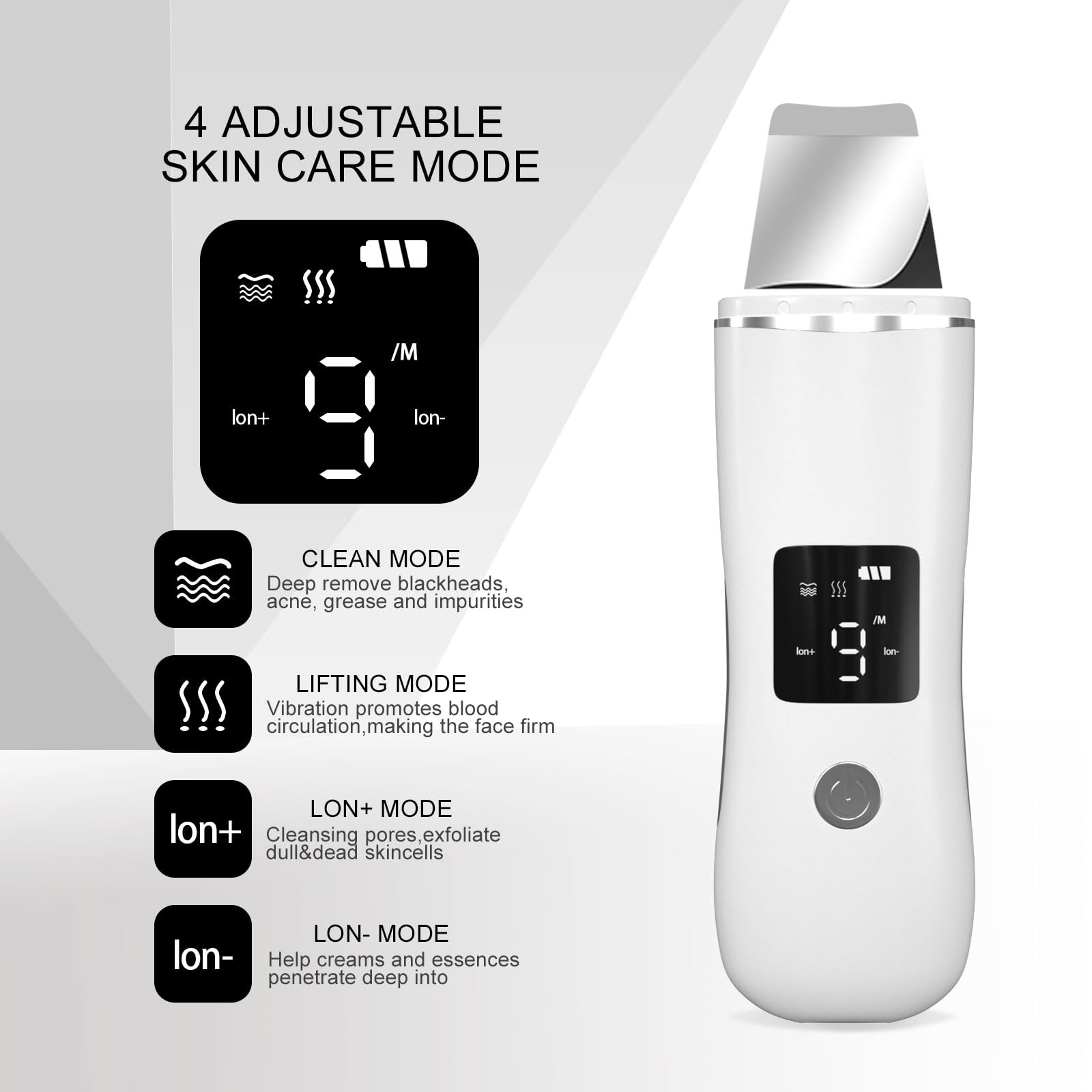 Face Scrubber Skin Spatula Blackhead Remover with 4 Modes - FENNIDICE Official Imagery - 3