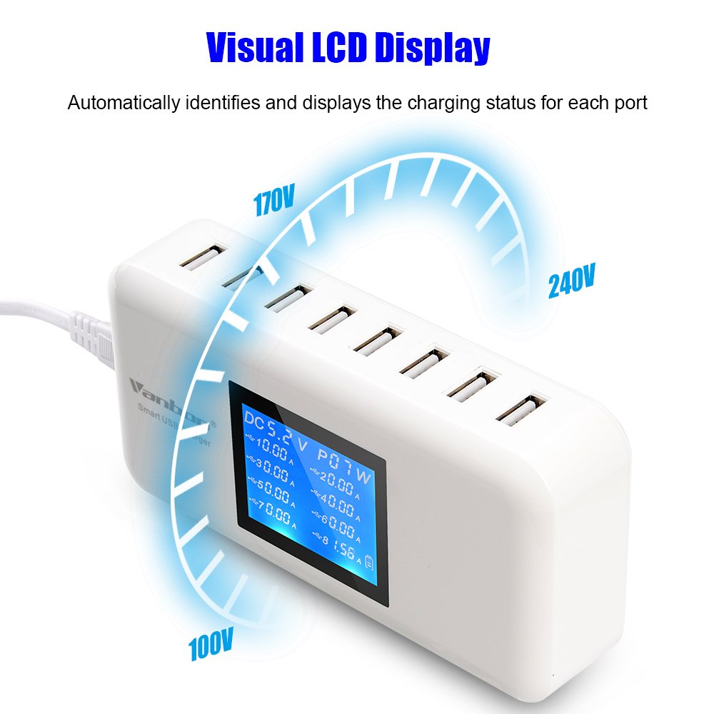 60W 12A 8 Port Desktop Charging Station Multiple USB Multi - veebon Official Imagery - 4