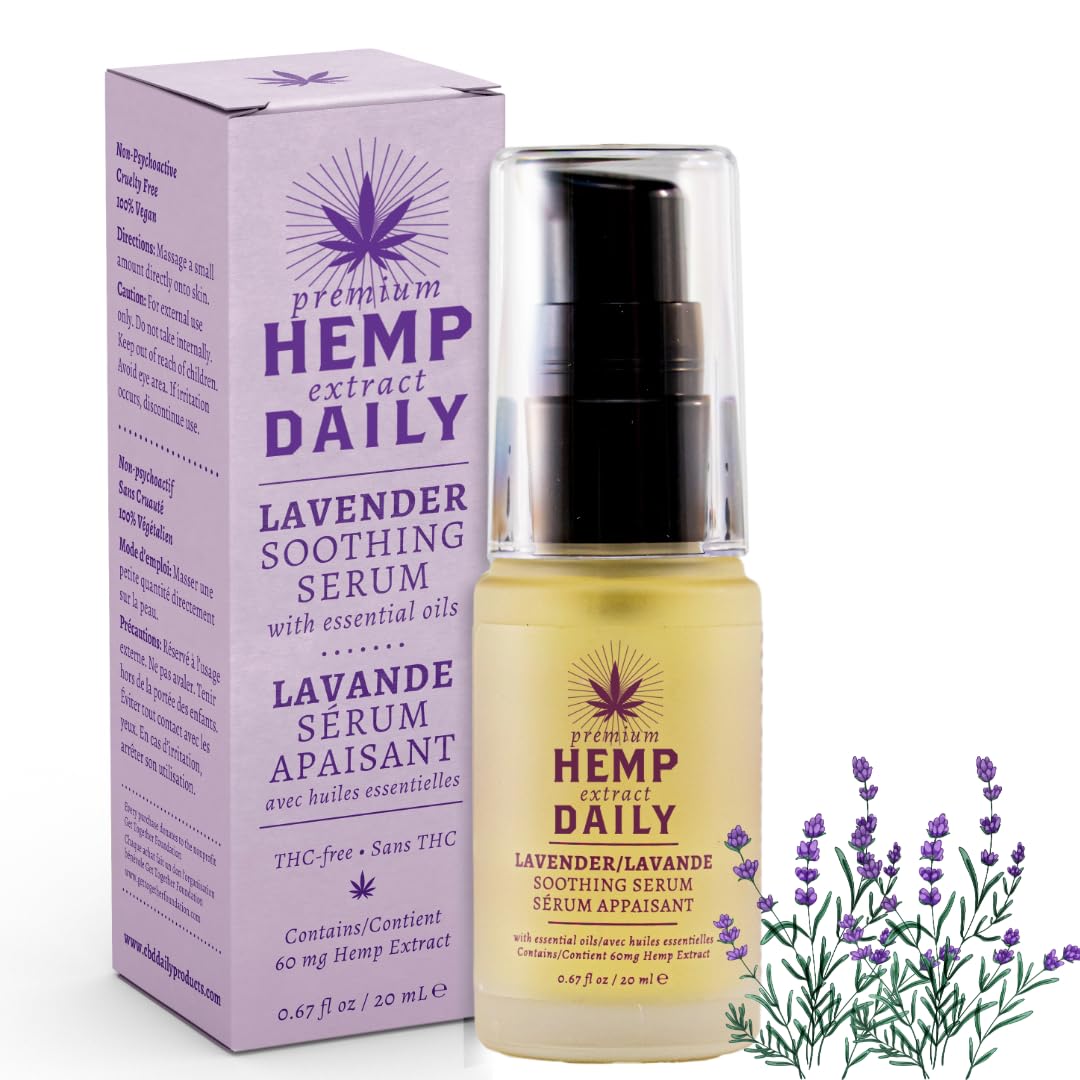 Hemp Daily Soothing Serum, Lavender, .67 Fluid Ounces - Premium Hemp Extract Daily