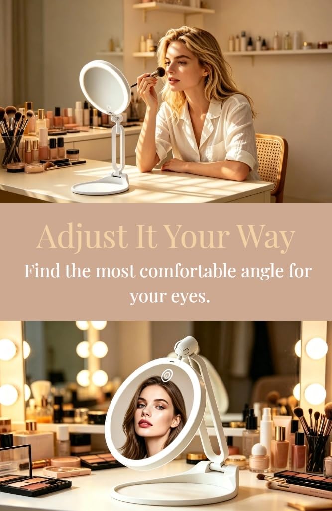 Travel Mirror with Light Makeup 1X 20X Magnifying Lighted - Talilie Official Imagery - 5