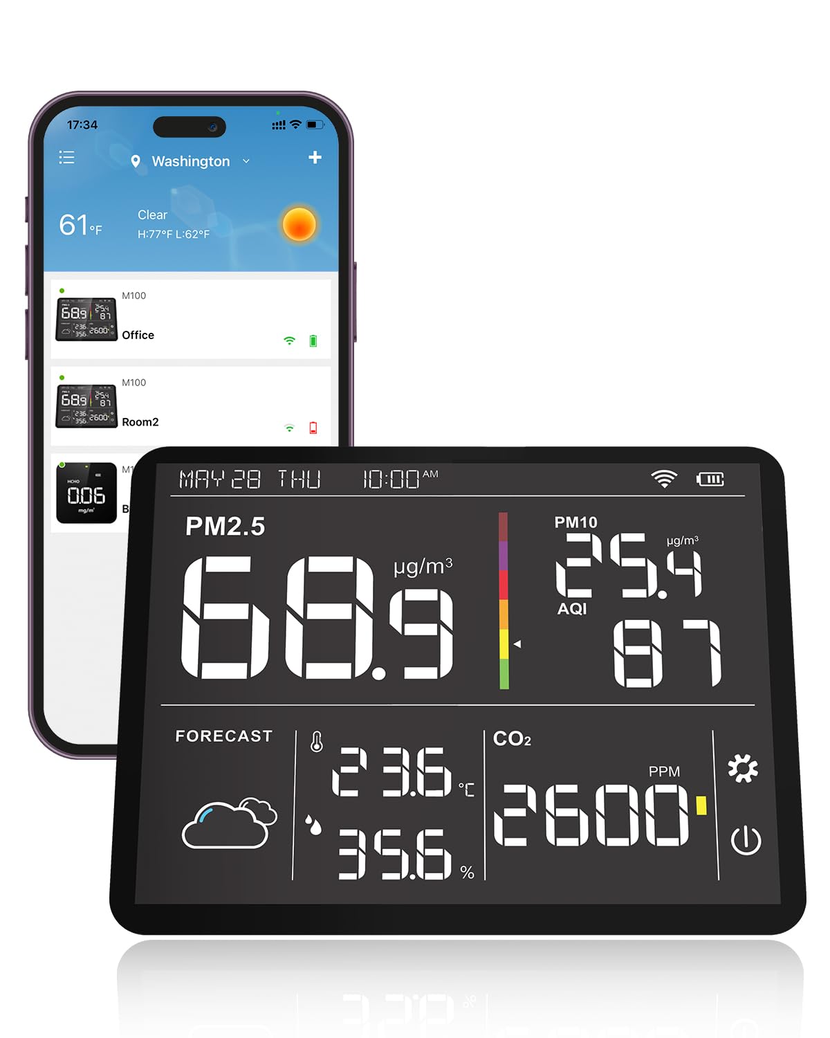 Temtop M100 8-in-1 Wi-Fi Air Quality Monitor