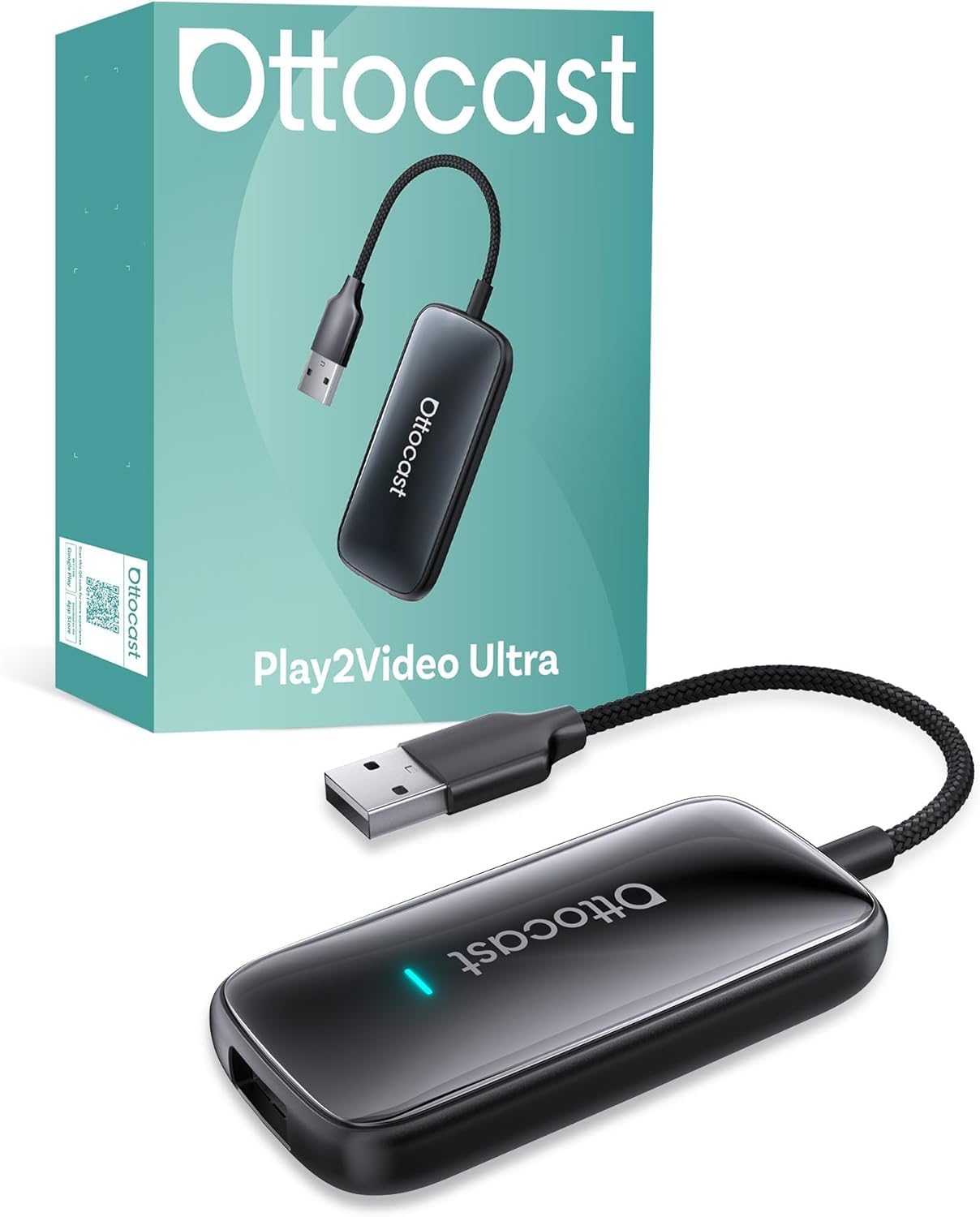 OTTOCAST Play2Video Ultra Wireless CarPlay Adapter AI Box 2026 by OTTOCAST - Angle View 1