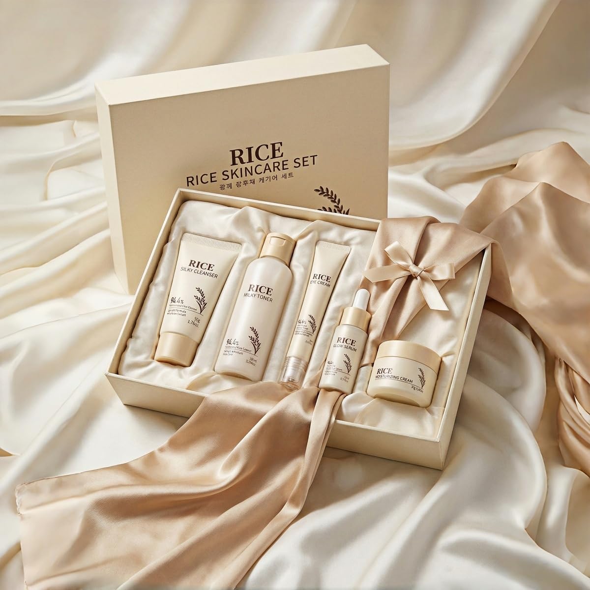 Korean Skin Care Set with Rice, 5-Step Facial Kit for Women - feeling group