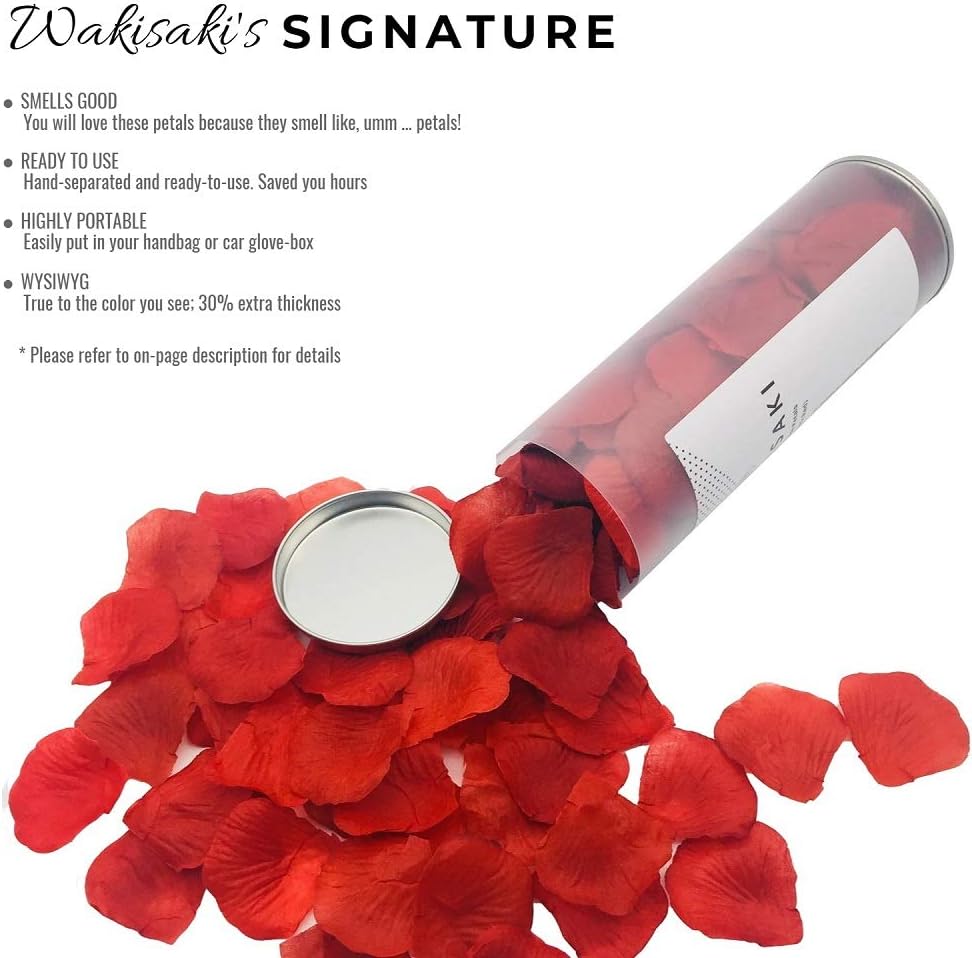 Pre-separated scented WAKISAKI artificial silk rose petals for weddings, shown in soft pink with realistic petal details.