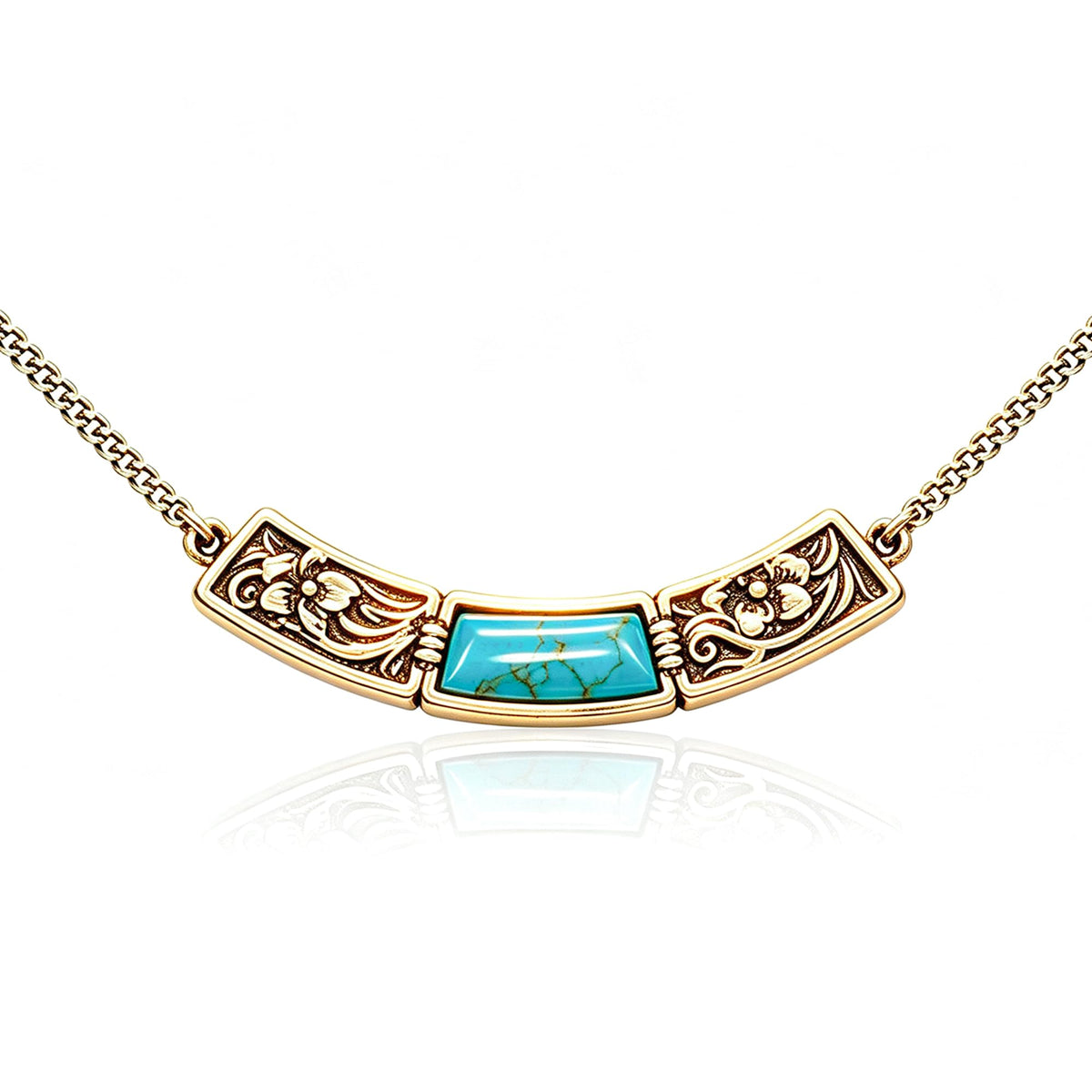 Wrangler Carved Floral Turquoise Necklace Western Jewelry - Montana West Official Imagery - 1
