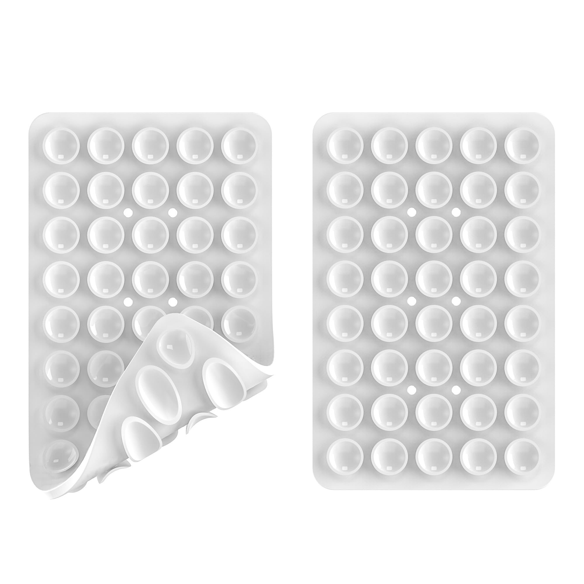 CMZZ double-sided silicone suction phone holder mount for iPhone and Android, black and white, hands-free shower mirror for videos and selfies.