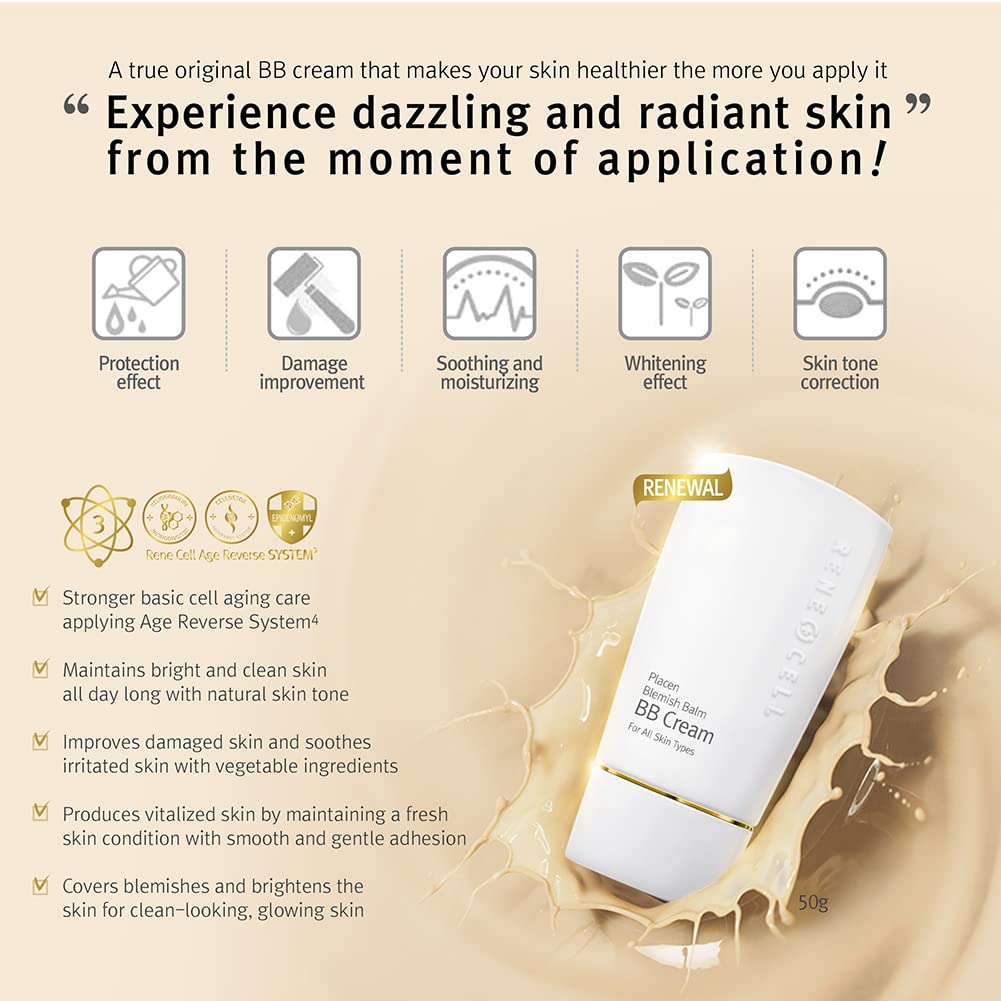 Rene Cell Placen Blemish Balm BB Cream Glossy Face Makeup - RENECELL Official Imagery - 3