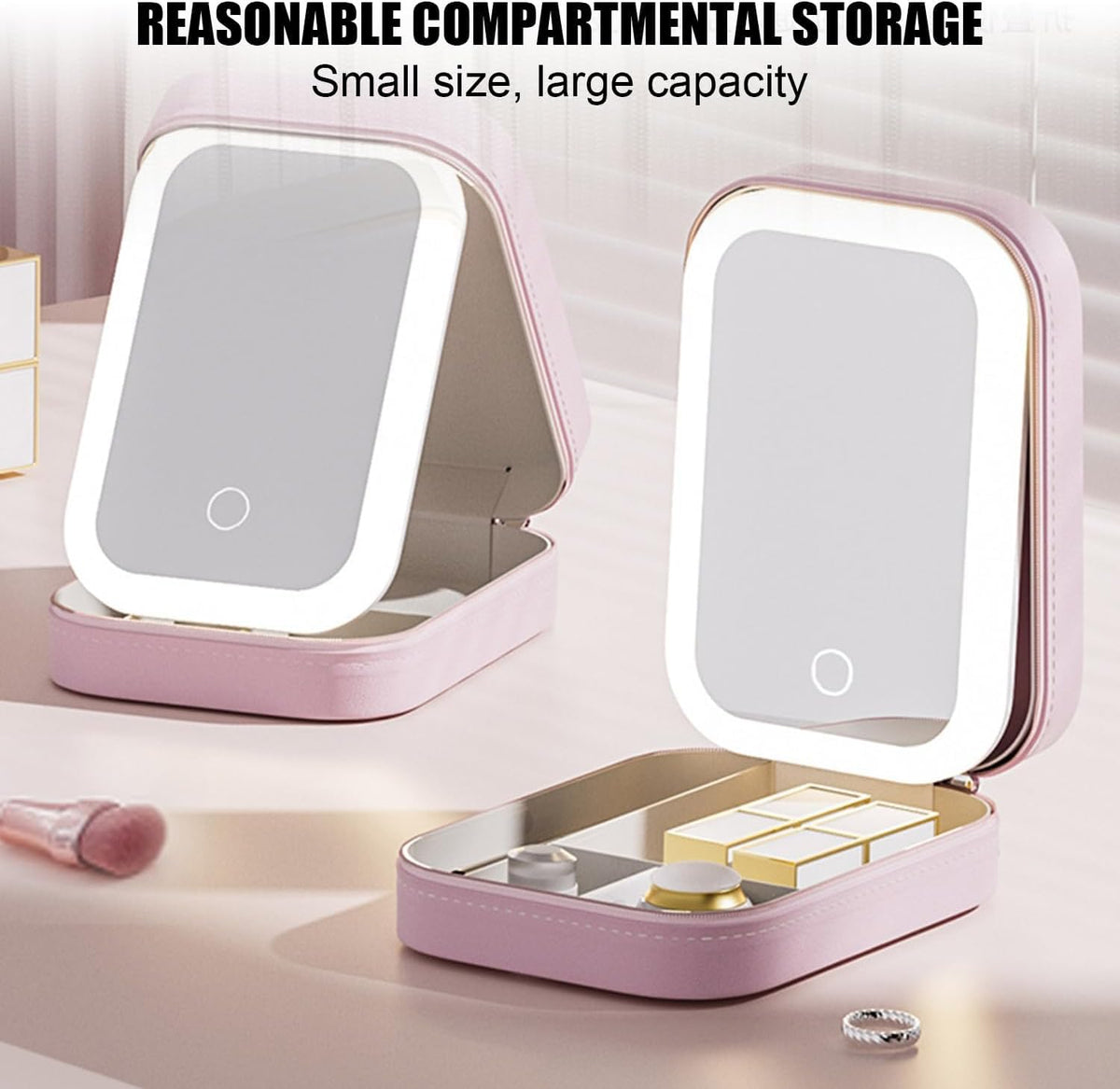 Ujicde Travel Makeup Bag with LED Mirror 3 Colors Modes LED - Ujicde Official Imagery - 6