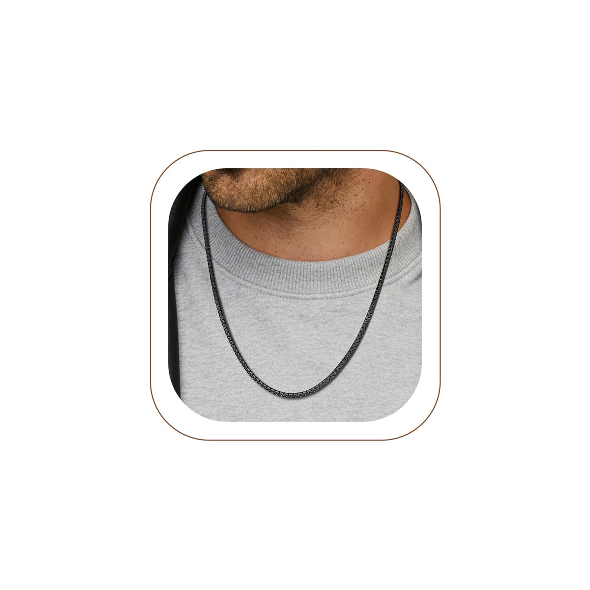 PROSTEEL Stainless Steel Flat Box Link Chain Necklace for - PROSTEEL Official Imagery - 1
