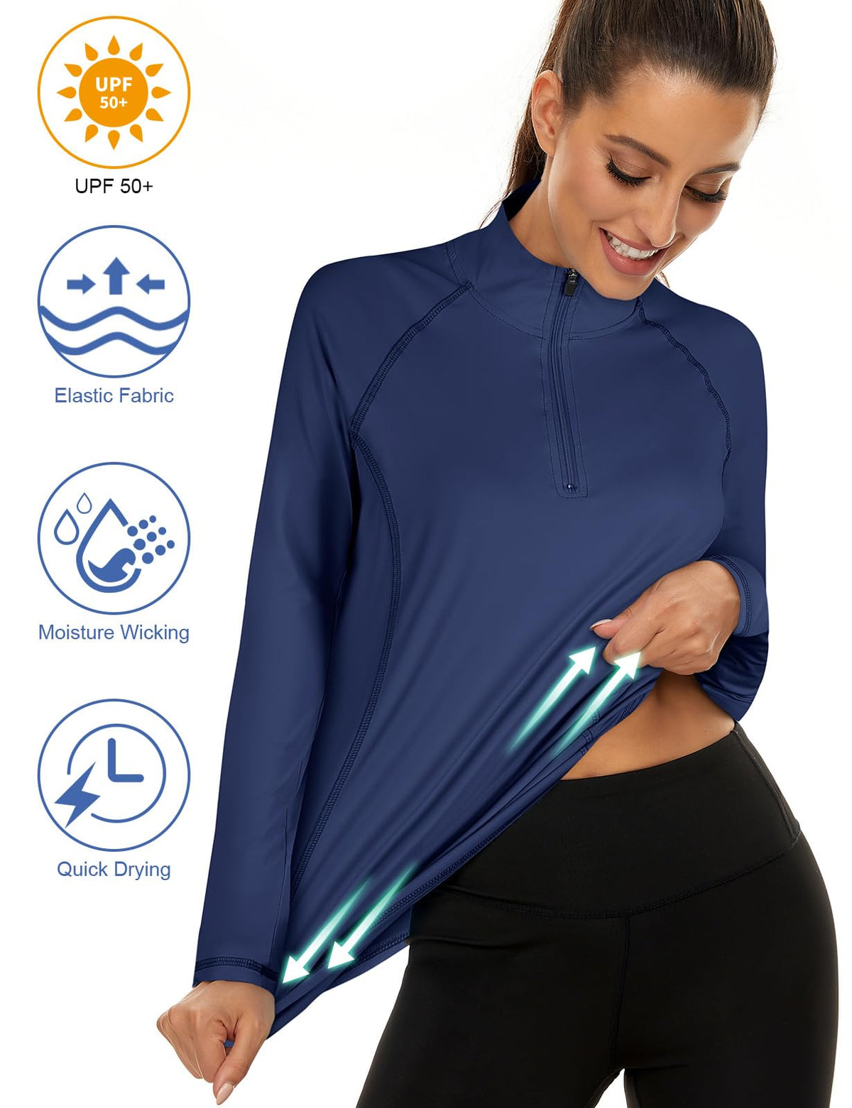 LURANEE Womens UPF 50 Long Sleeve 1 4 Zip Pullover Athletic - LURANEE Official Imagery - 5