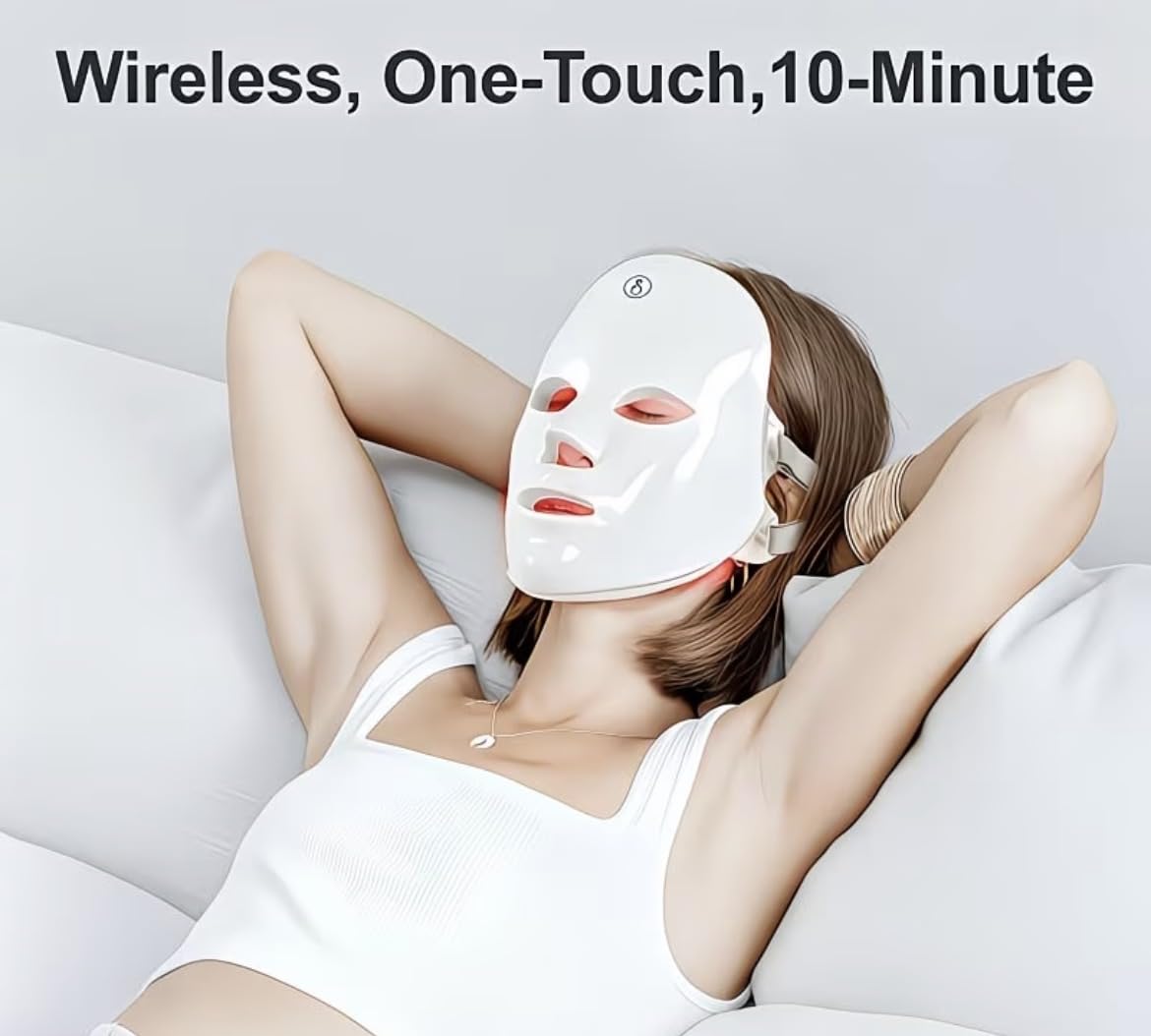 LED Face Mask with 96 LED Beads Wireless One Touch 10 Minute - Premium Selection Official Imagery - 4
