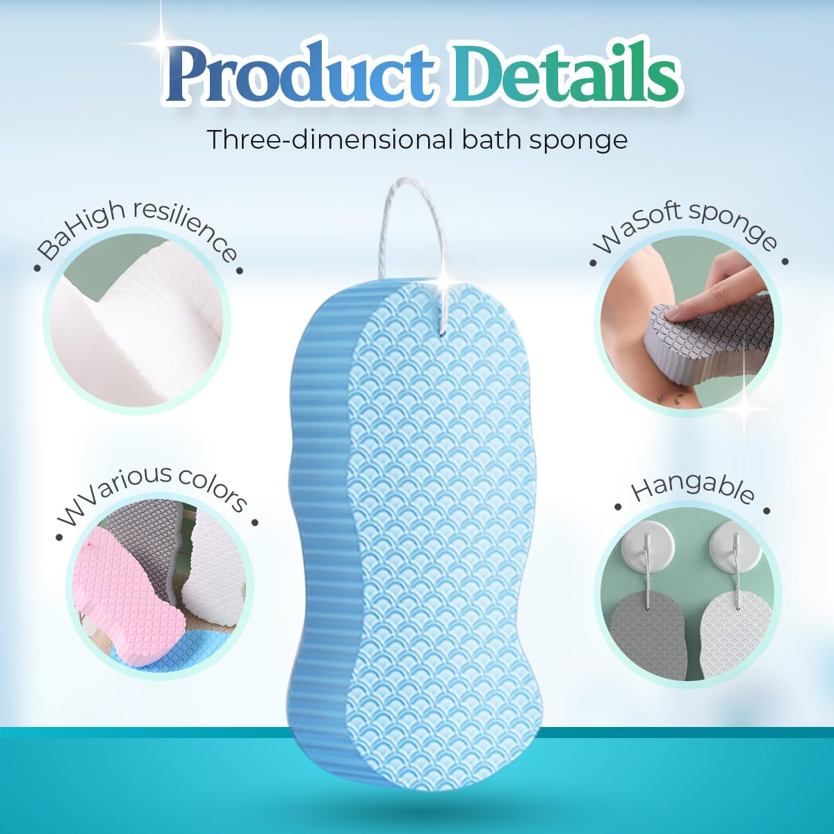 asfanst Magic Exfoliating Bath Sponge, New Super Soft Exfoliating Bath Sponge - asfanst Official Product View 3