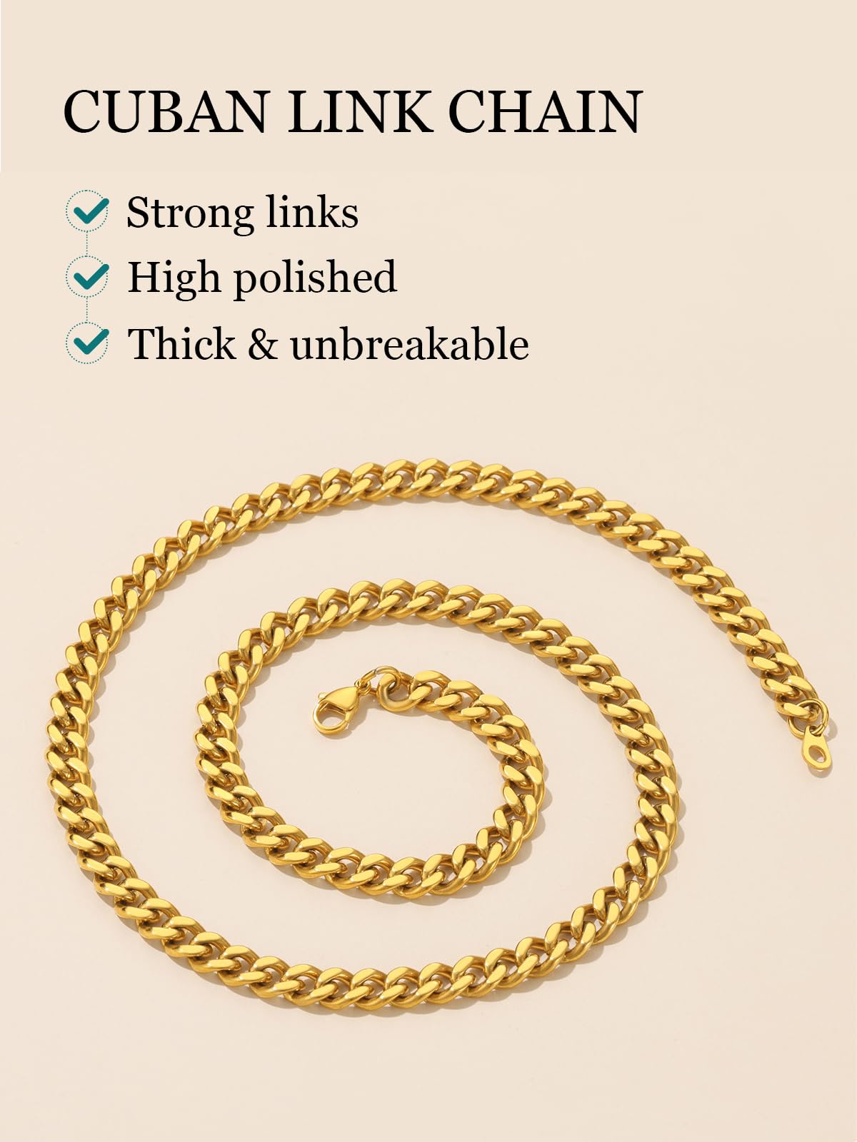 Supcare Stainless Steel Cuban Link Chain for Men Anniversary - Supcare Official Imagery - 7