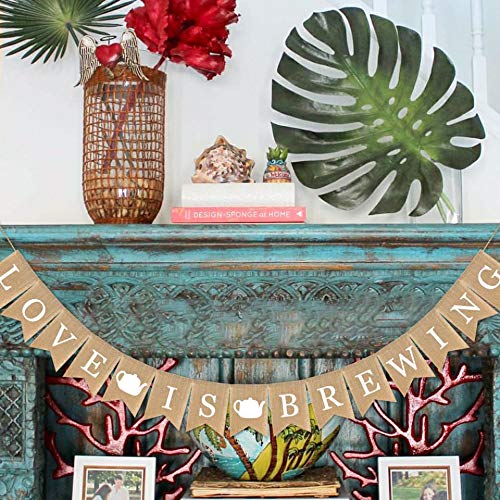 SWYOUN Burlap Love is Brewing Banner Tea Coffee Themed Bar - Product Imagery