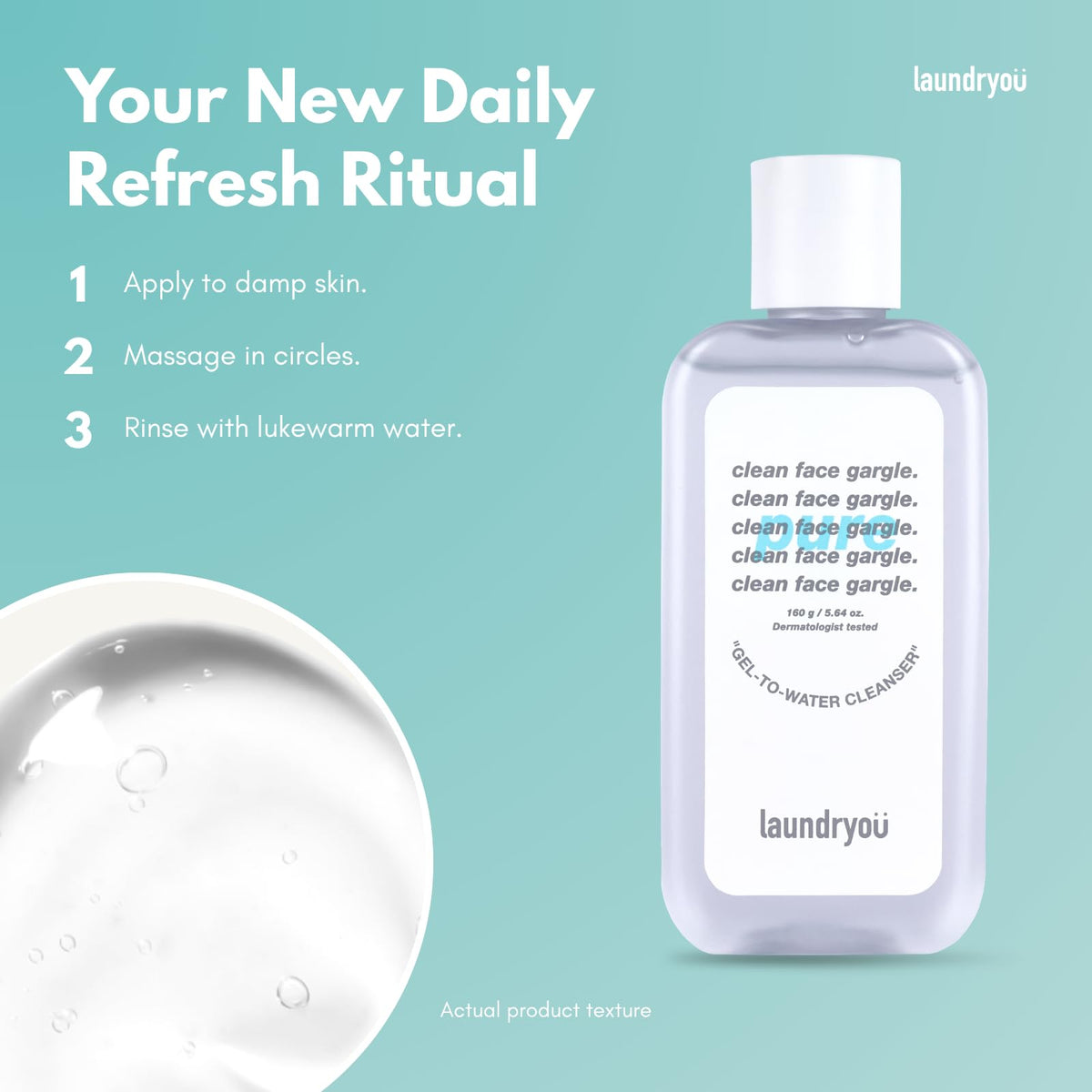 Gel to Water Facial Cleanser with Hyaluronic Acid Probiotics - LAUNDRYOU Official Imagery - 6