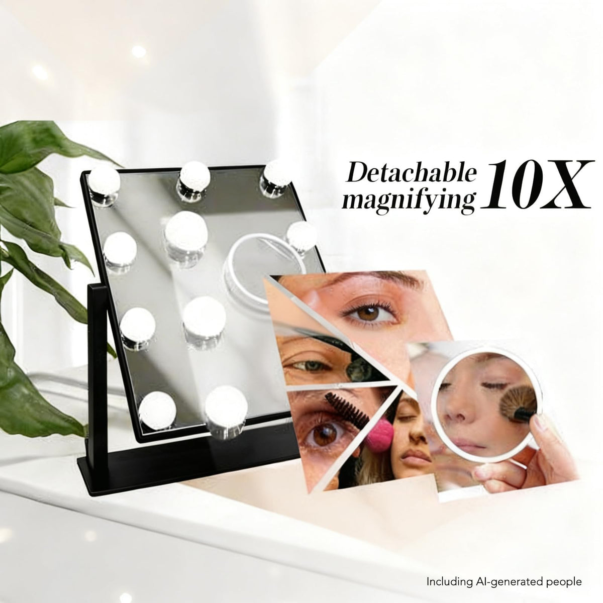 Makeup Vanity Mirror with Lights 10X Black 13 77 x 11 81 - SLIMOON Official Imagery - 4