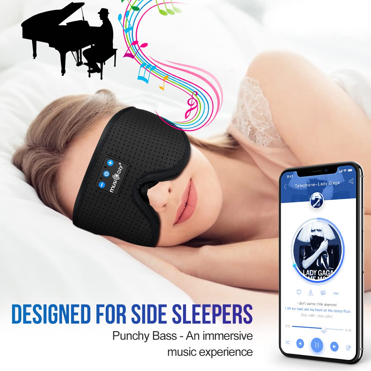 MUSICOZY 3D Sleep Headphones Bluetooth 5.4 Breathable Sleep Eye M - MUSICOZY Official Product View 5