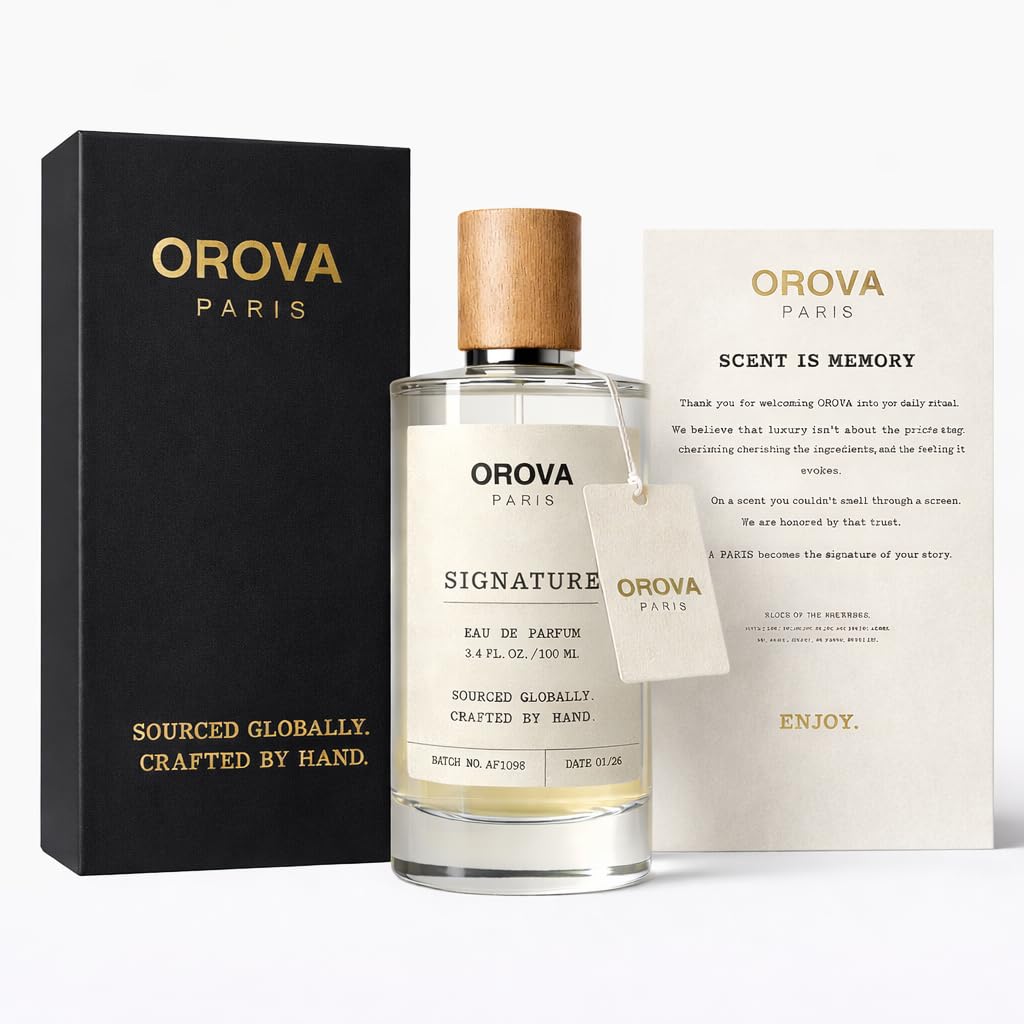 ORÖVA Paris Elixir Eau de Parfum bottle with strawberry and vanilla notes, featuring a clear glass design and elegant packaging.